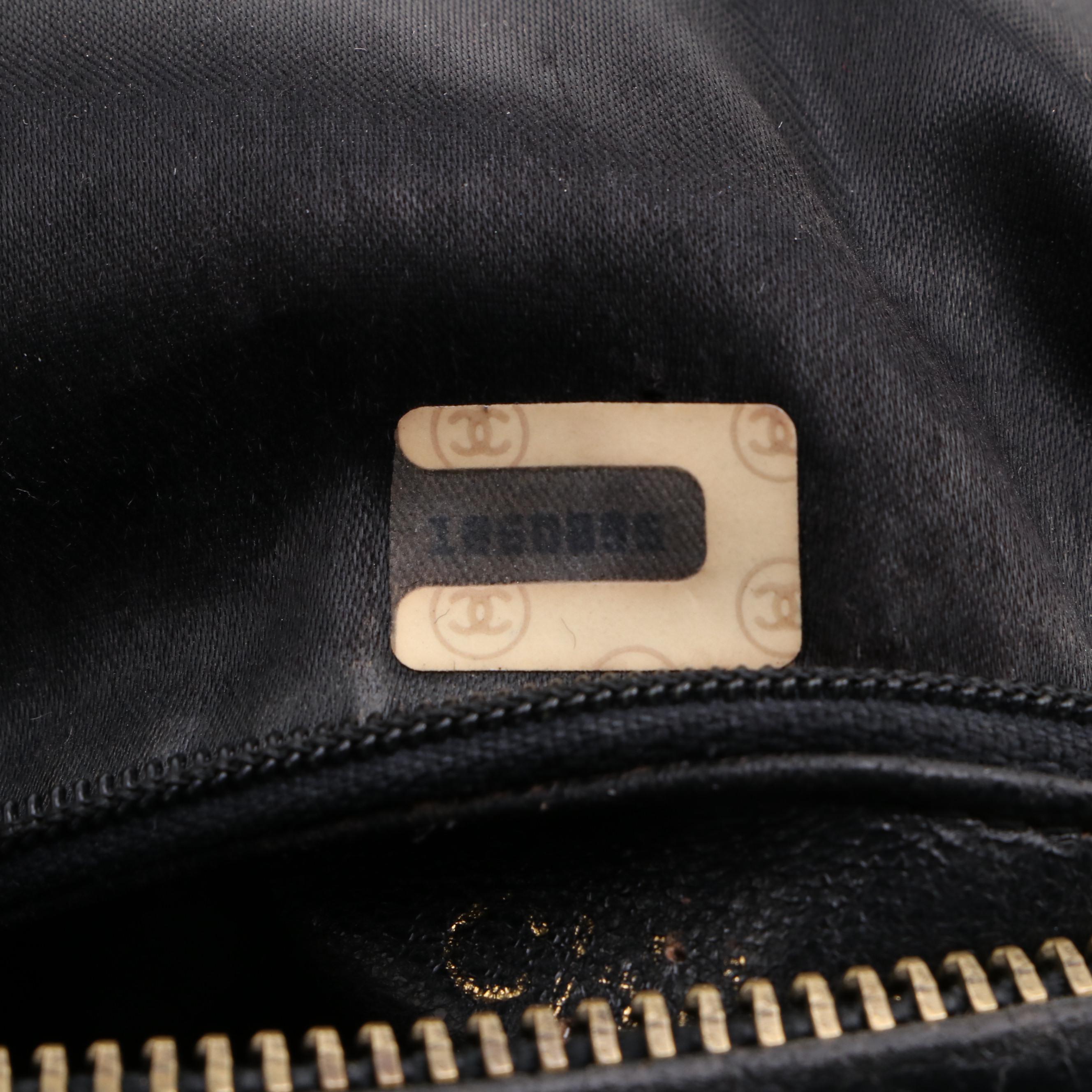 Chanel CC Diamond Quilted Black Leather Camera Bag with Tassel