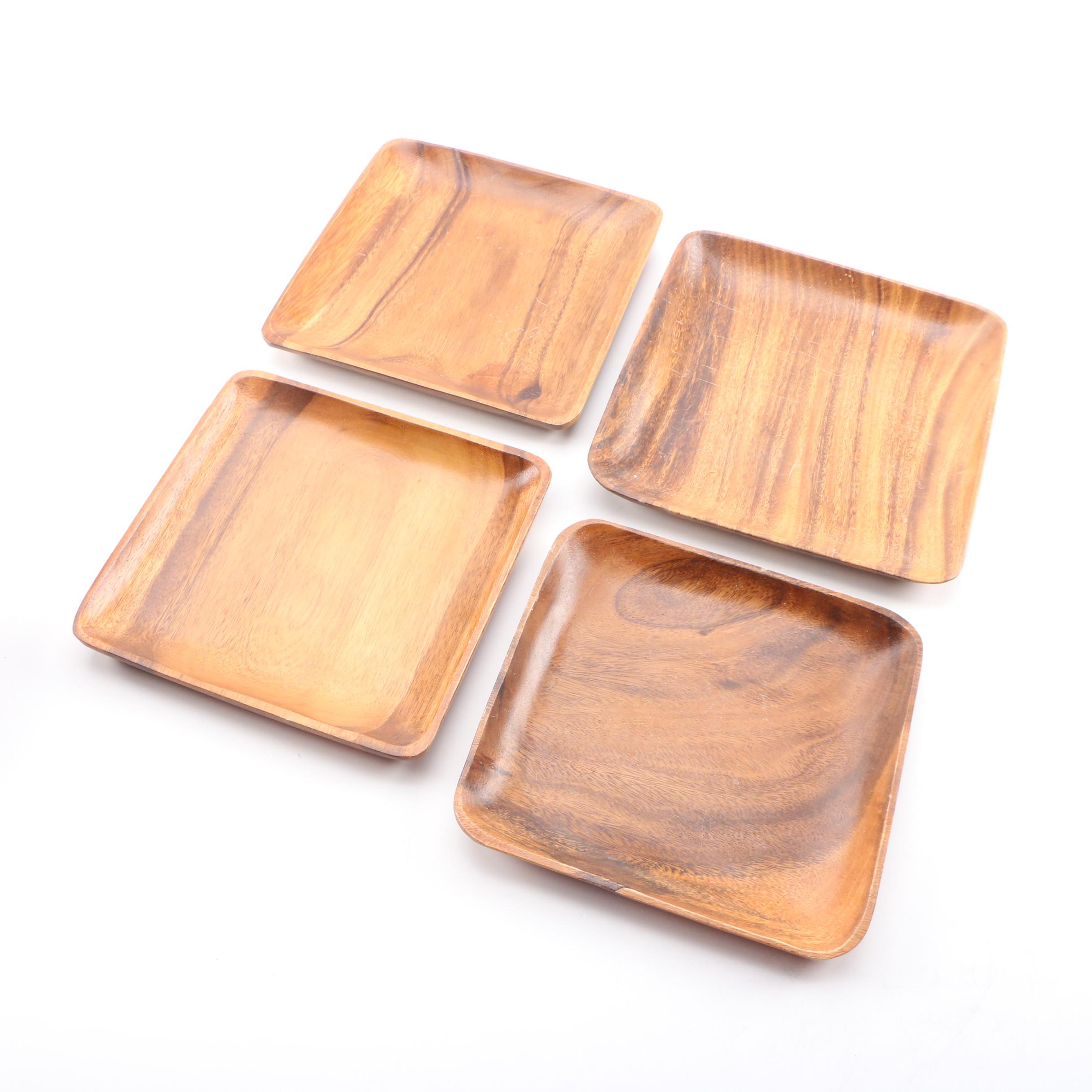 Boltalite, Teak, Palm & Acacia Wood Carved Bowls, Platters, with Dansk Spreaders