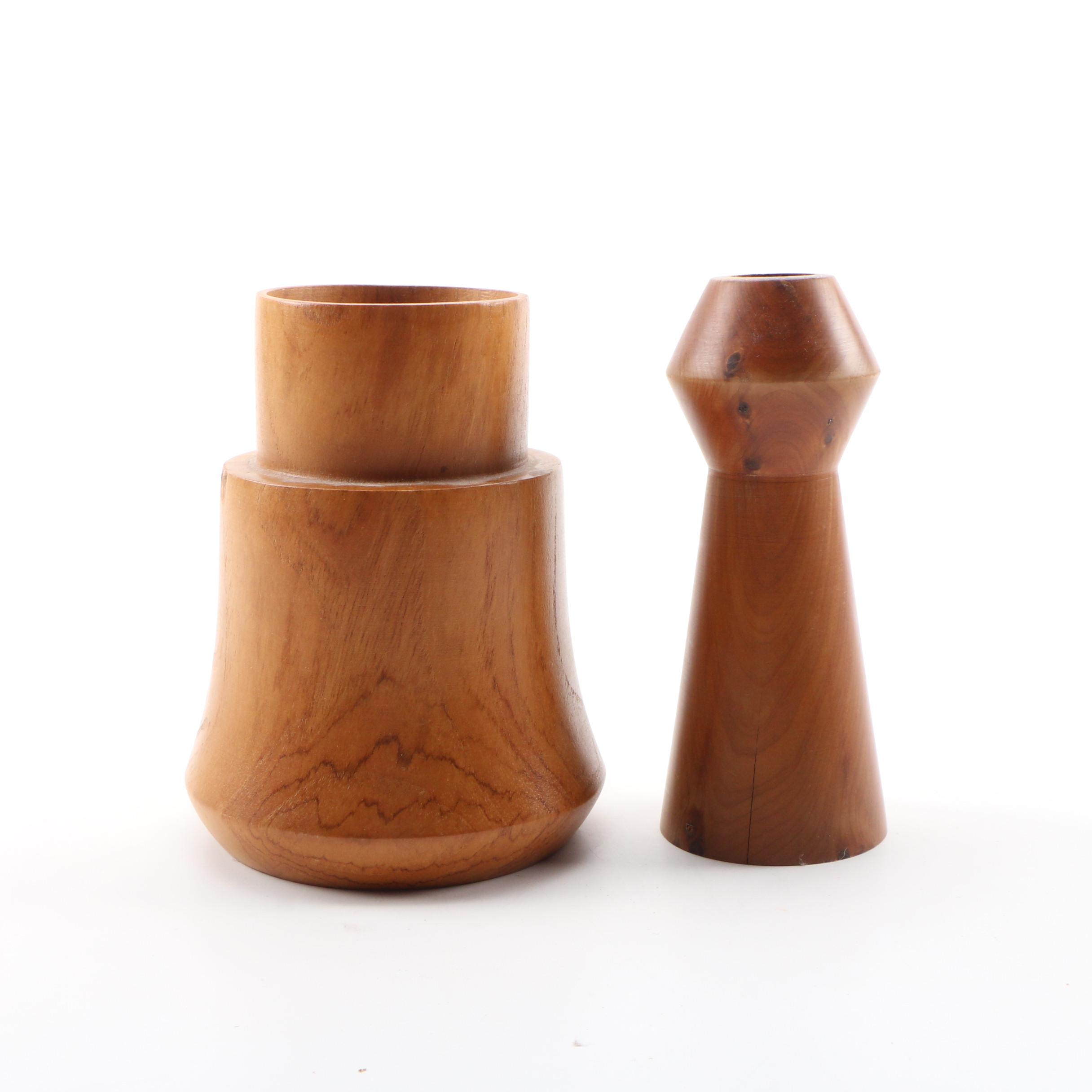 Boltalite, Teak, Palm & Acacia Wood Carved Bowls, Platters, with Dansk Spreaders