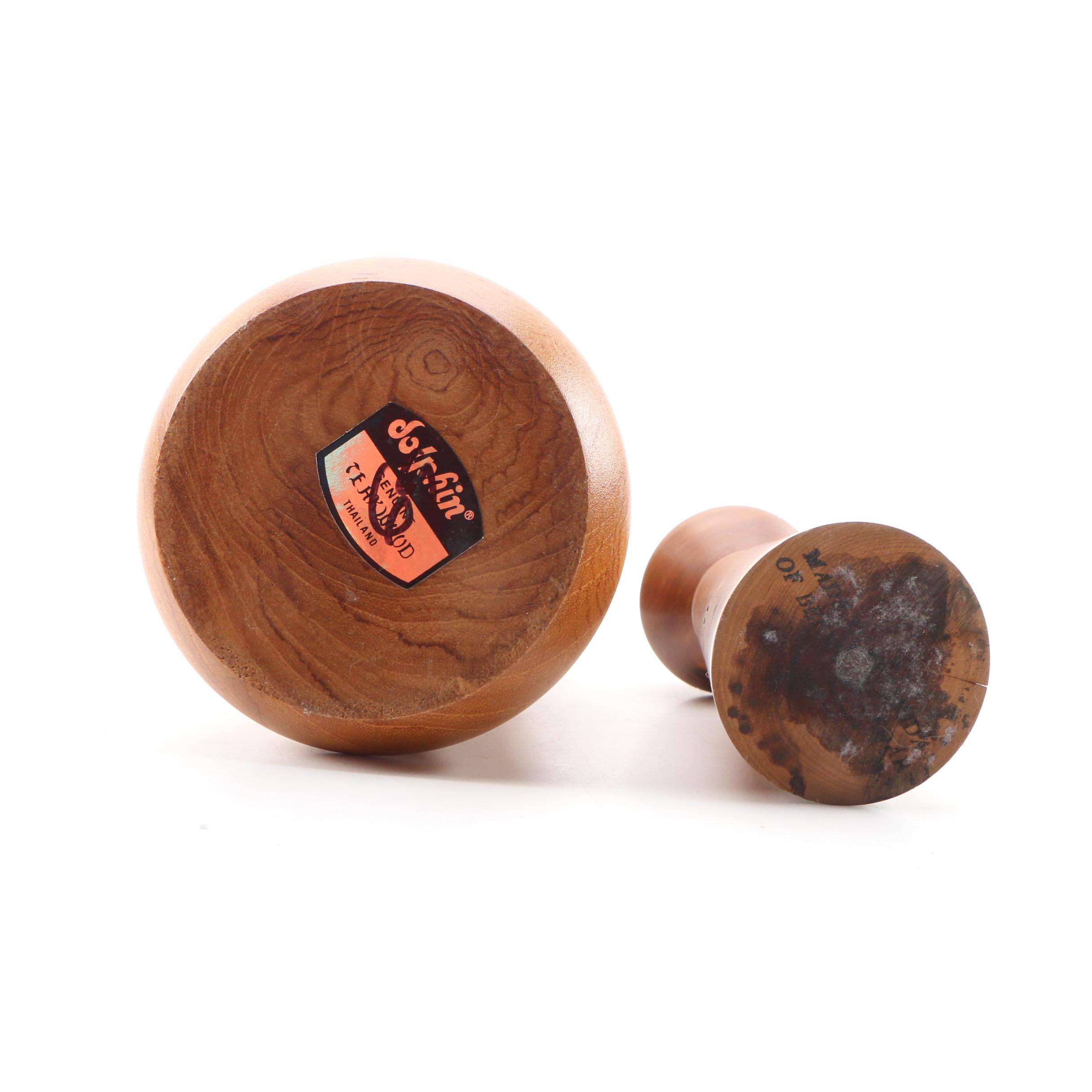 Boltalite, Teak, Palm & Acacia Wood Carved Bowls, Platters, with Dansk Spreaders