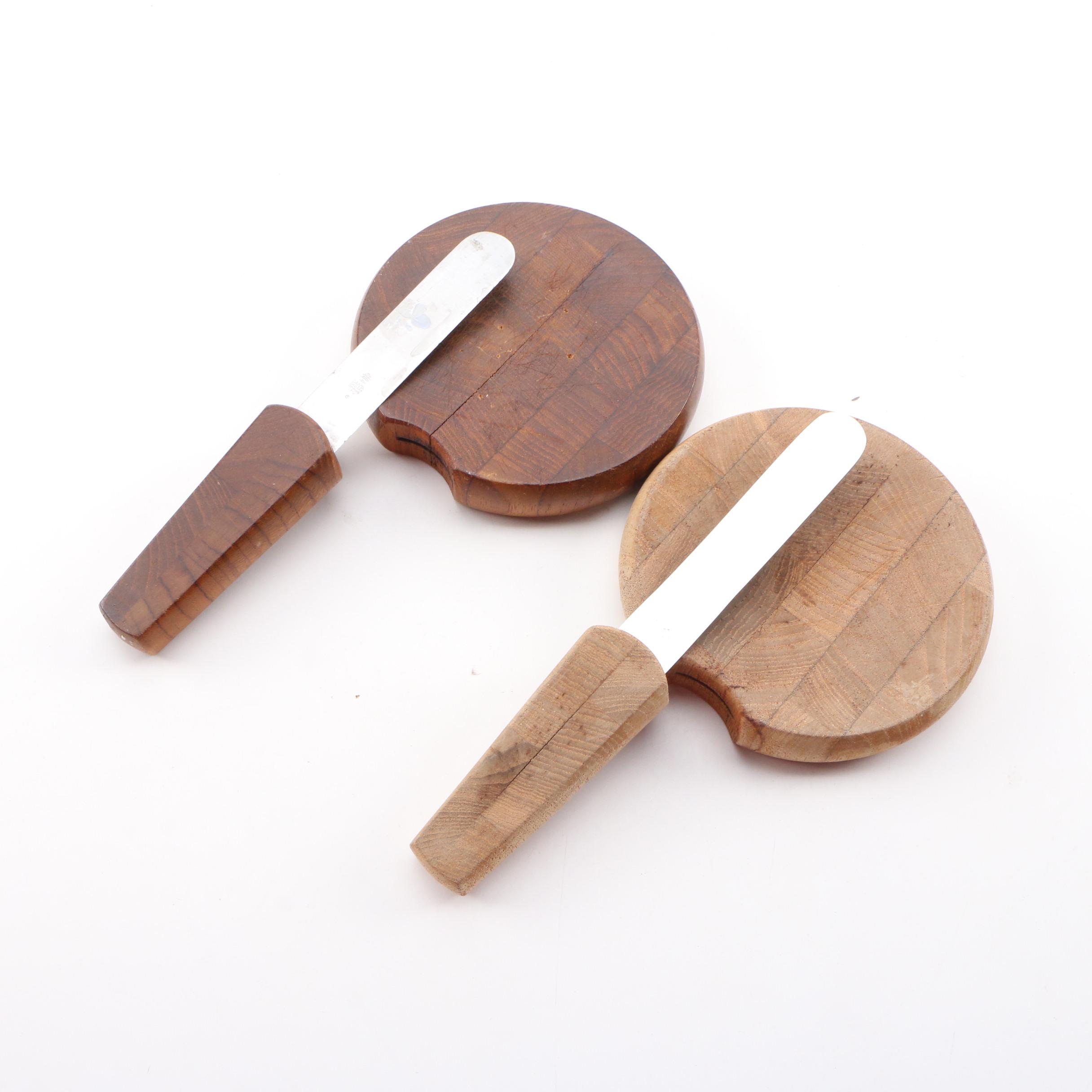 Boltalite, Teak, Palm & Acacia Wood Carved Bowls, Platters, with Dansk Spreaders