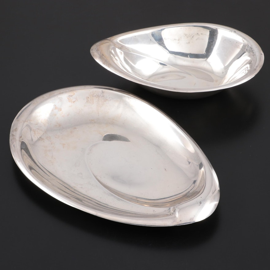 Reed & Barton Sterling "Silver Sculpture" Bowl and Sandwich Plate, 1954