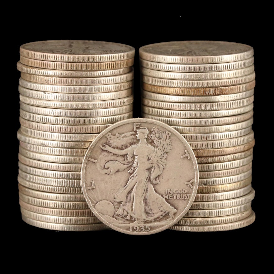 Forty-Seven Walking Liberty Silver Half Dollars