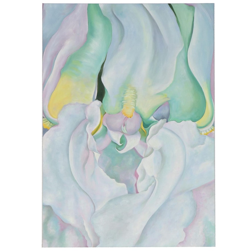 Acrylic Painting after Georgia O'Keeffe "White Iris," 21st Century