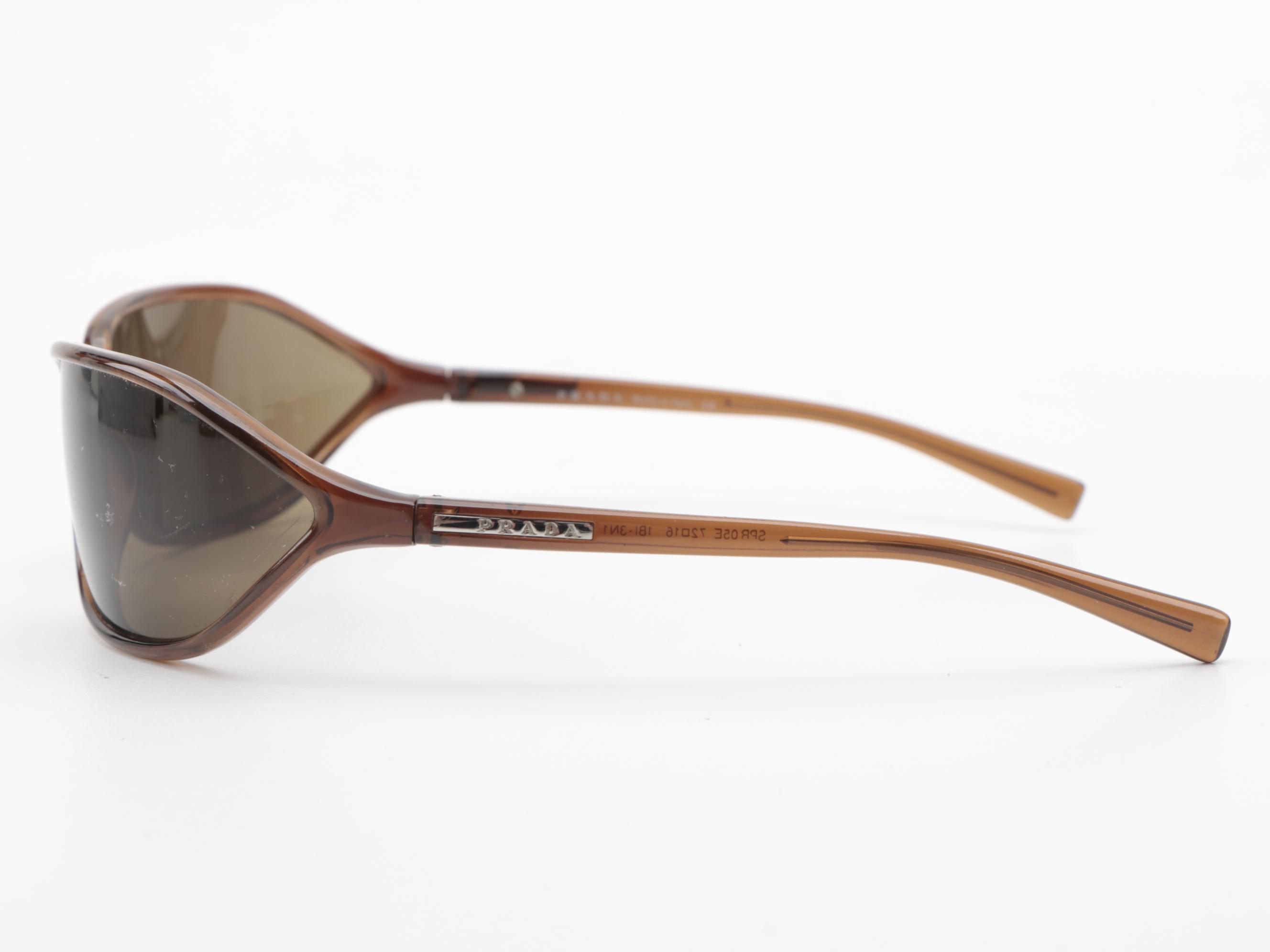 Prada SPR05E Brown Wrap Sunglasses with Case