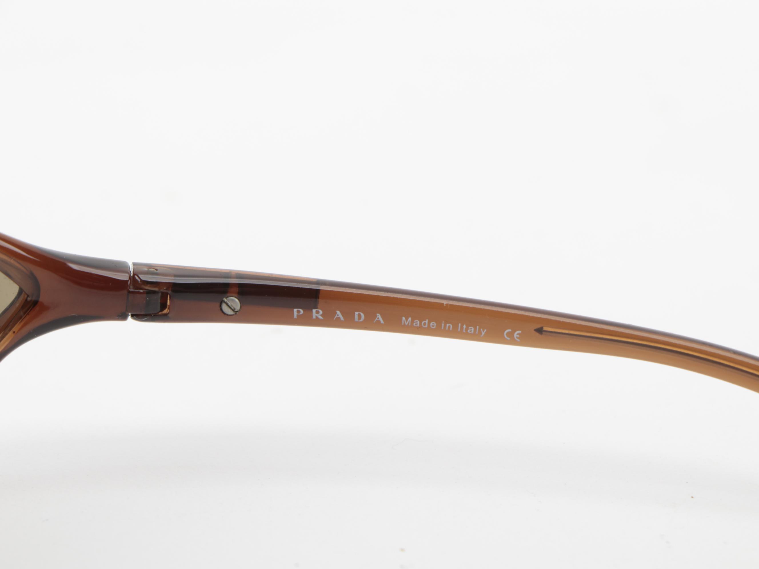 Prada SPR05E Brown Wrap Sunglasses with Case