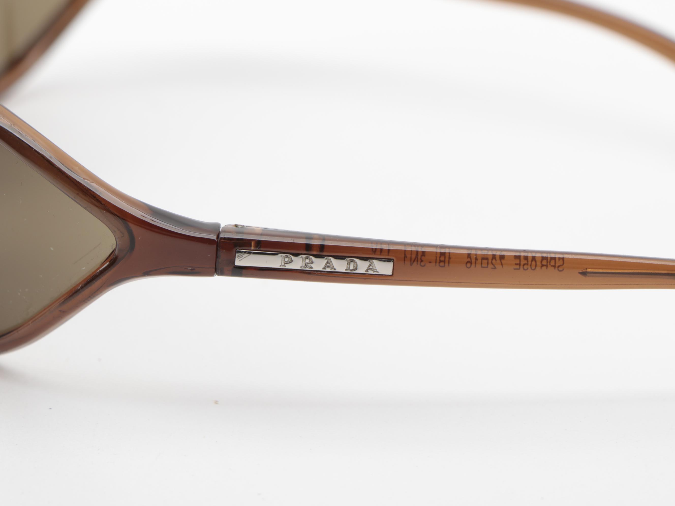 Prada SPR05E Brown Wrap Sunglasses with Case