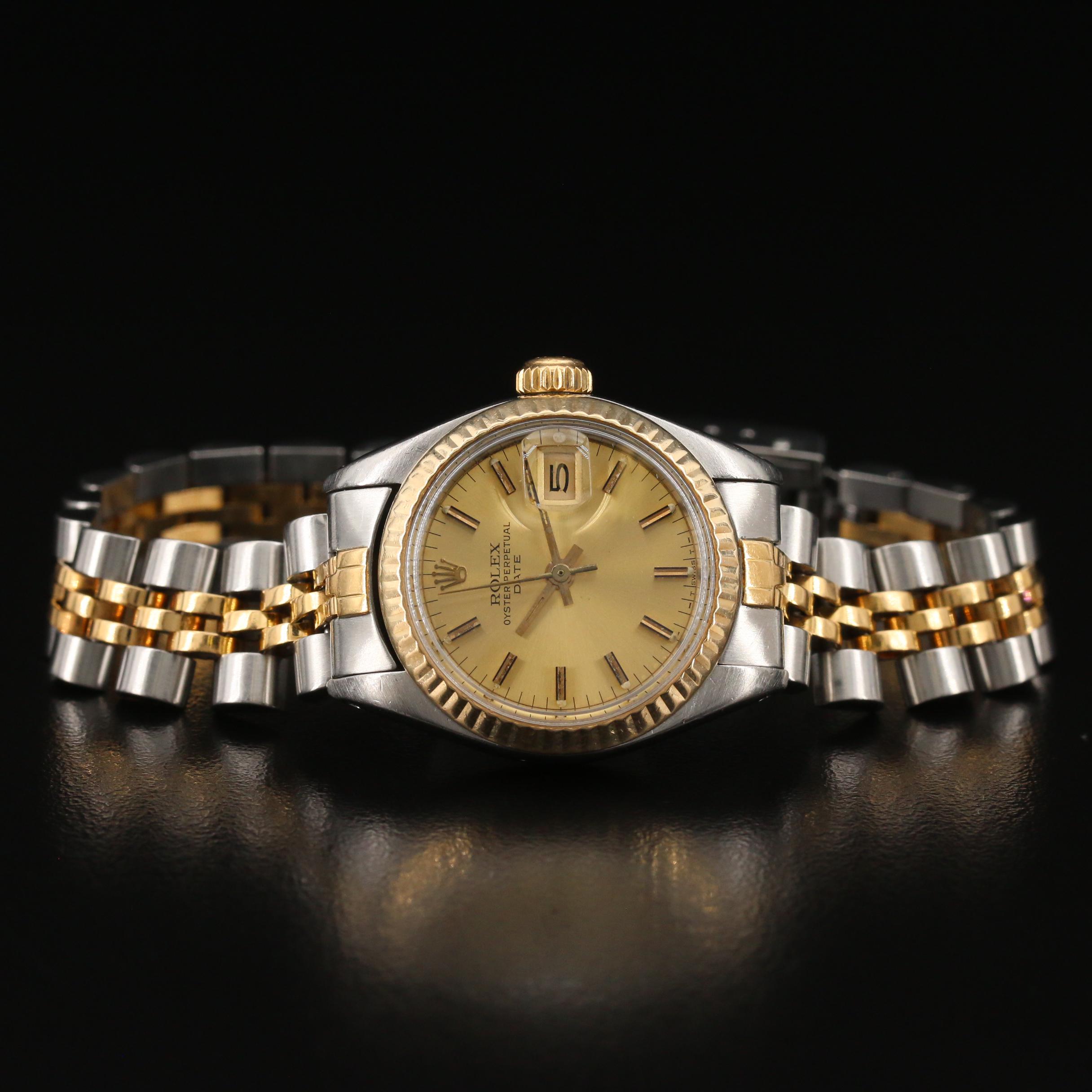 1982 Rolex Date 18K Gold and Stainless Steel Automatic Watch