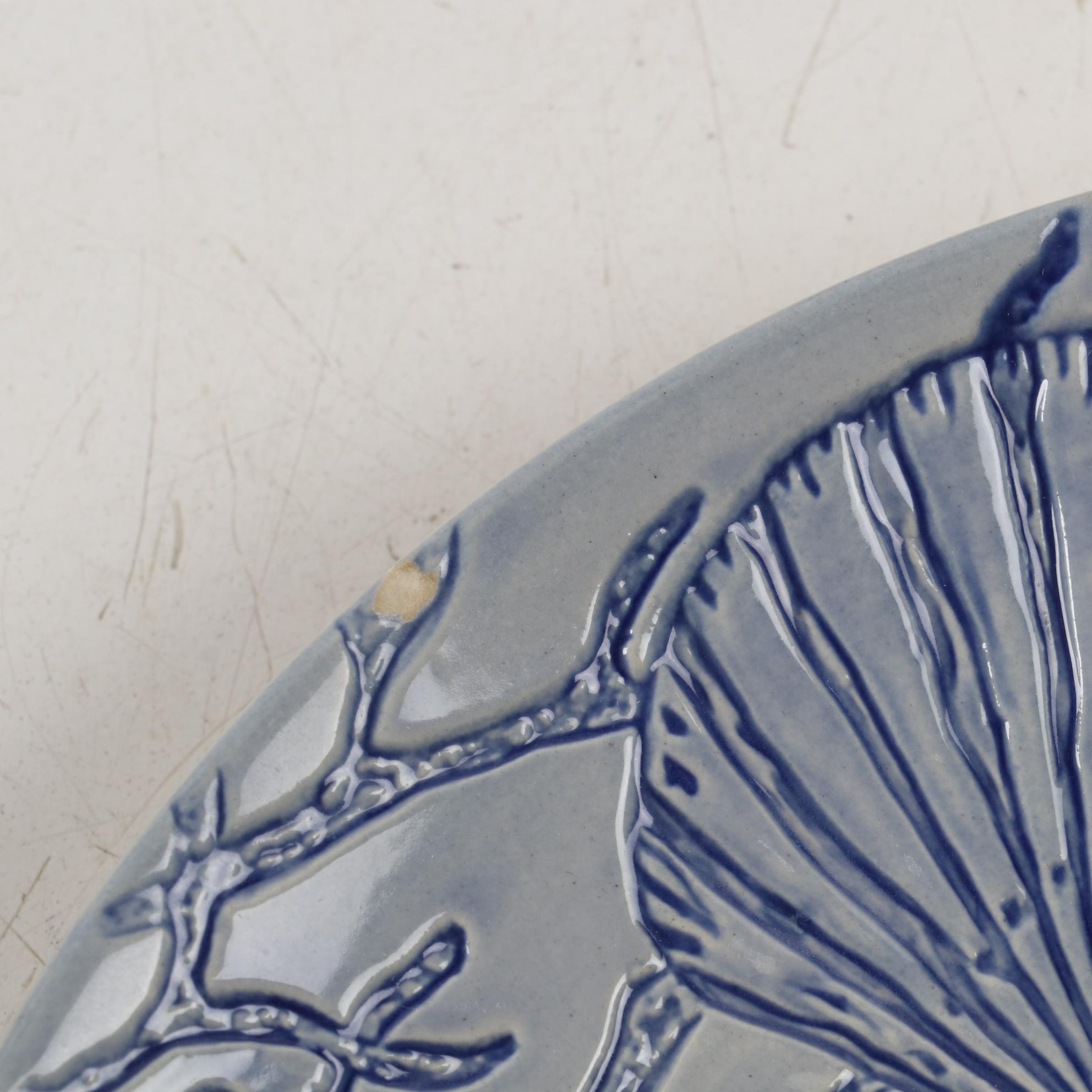 Pottery Barn "Nile" Dinner Plates with Ceramic "Blue Shell" Luncheon Plates