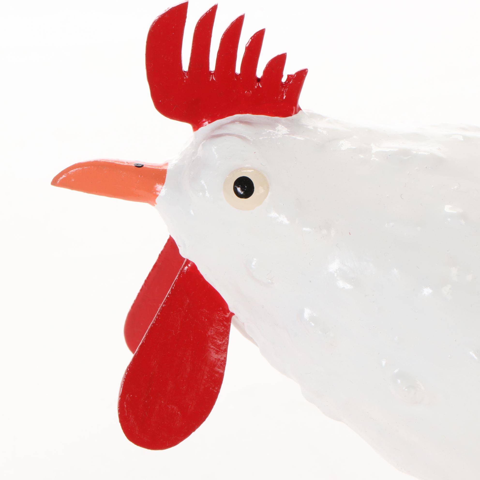 Lonnie and Twyla Money Folk Art Polychrome Wood and Gourd Rooster Sculpture