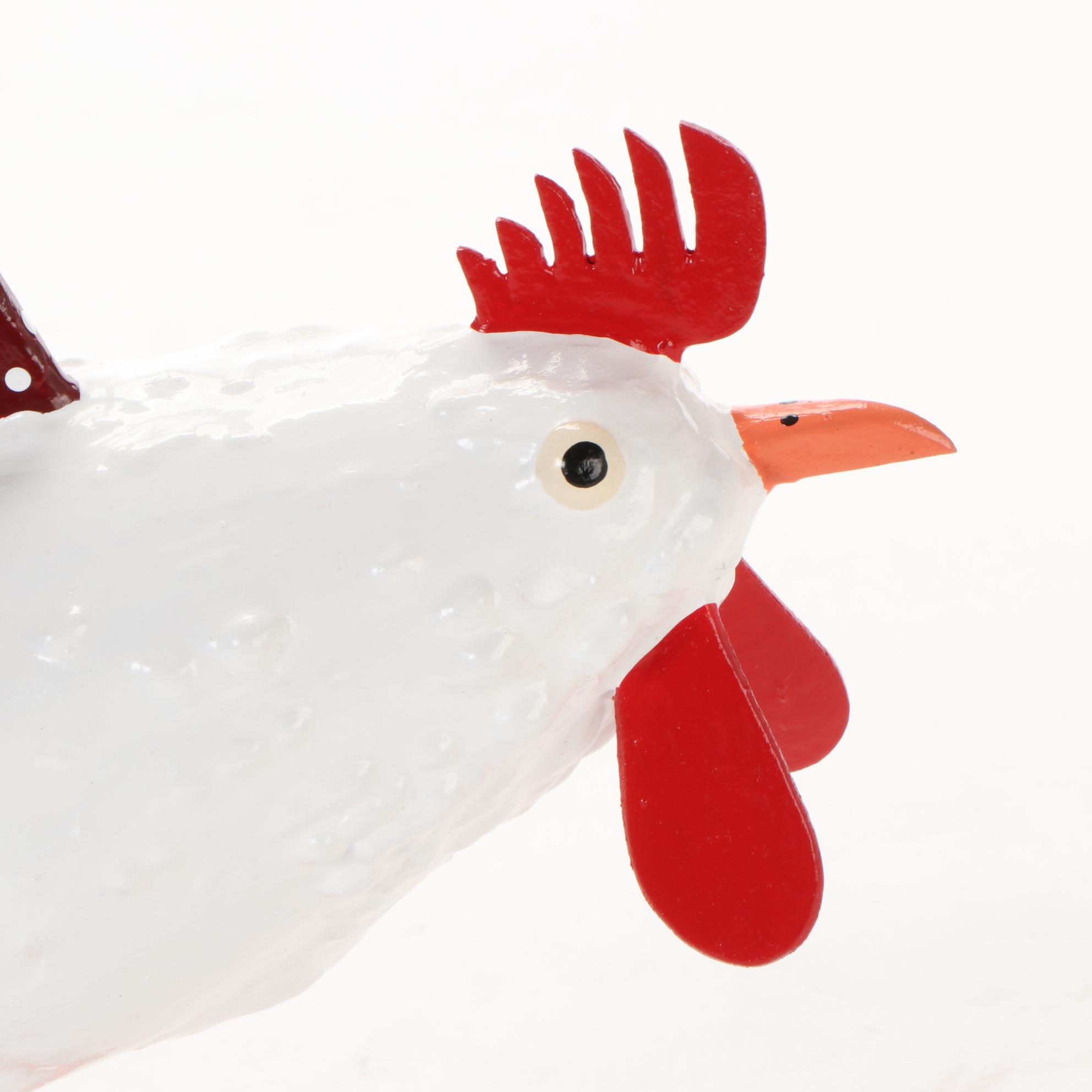 Lonnie and Twyla Money Folk Art Polychrome Wood and Gourd Rooster Sculpture