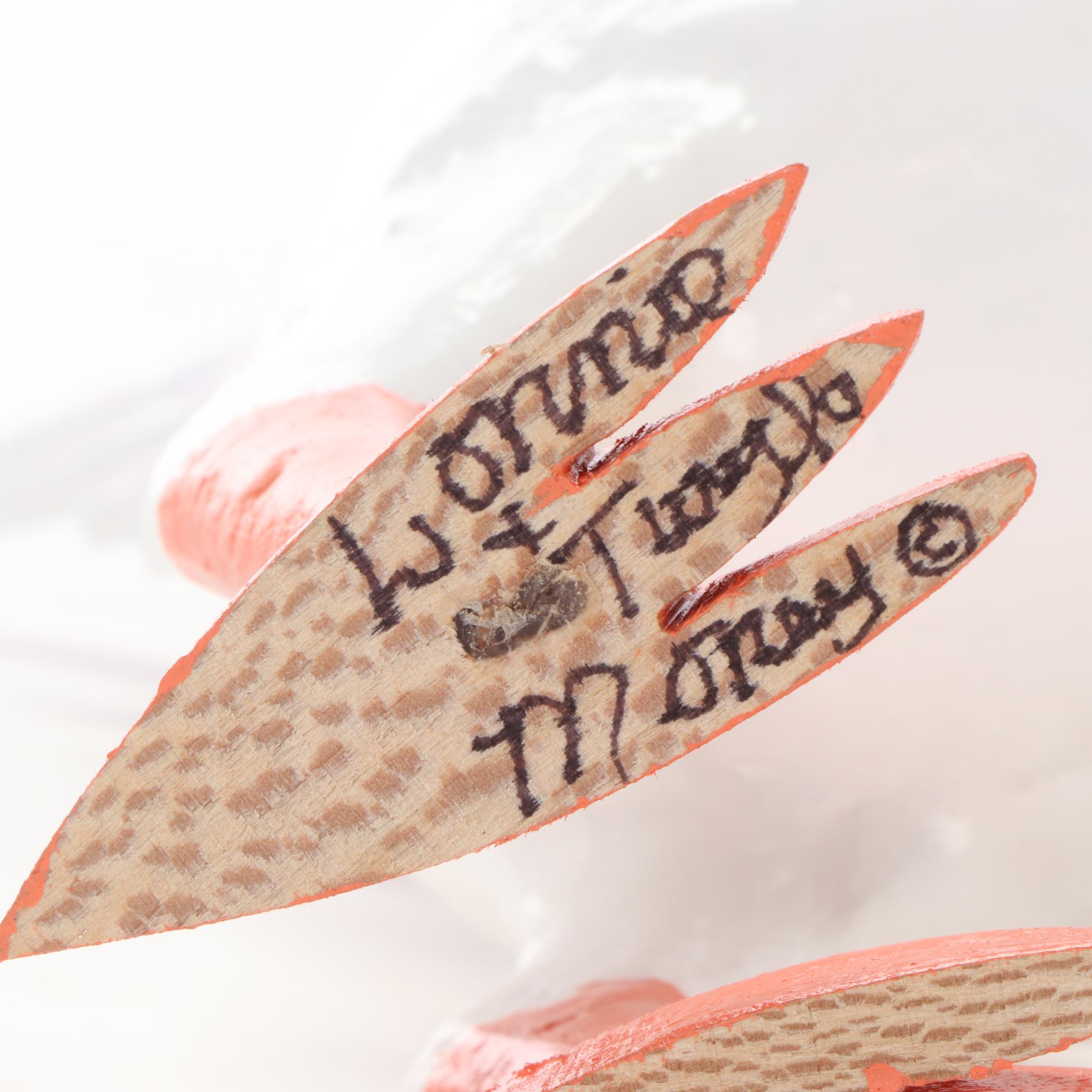 Lonnie and Twyla Money Folk Art Polychrome Wood and Gourd Rooster Sculpture