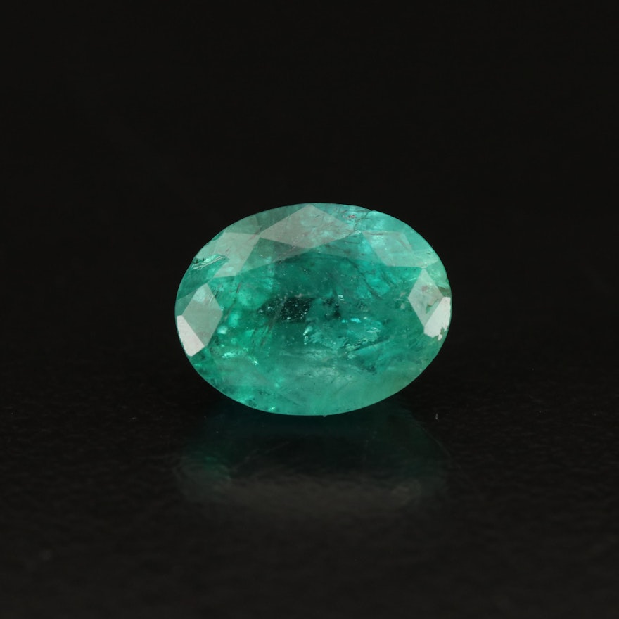 Loose 2.92 CT Oval Faceted Emerald
