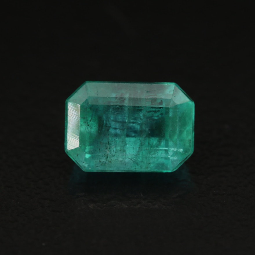 Loose 2.56 CT Cut Cornered Rectangular Faceted Emerald