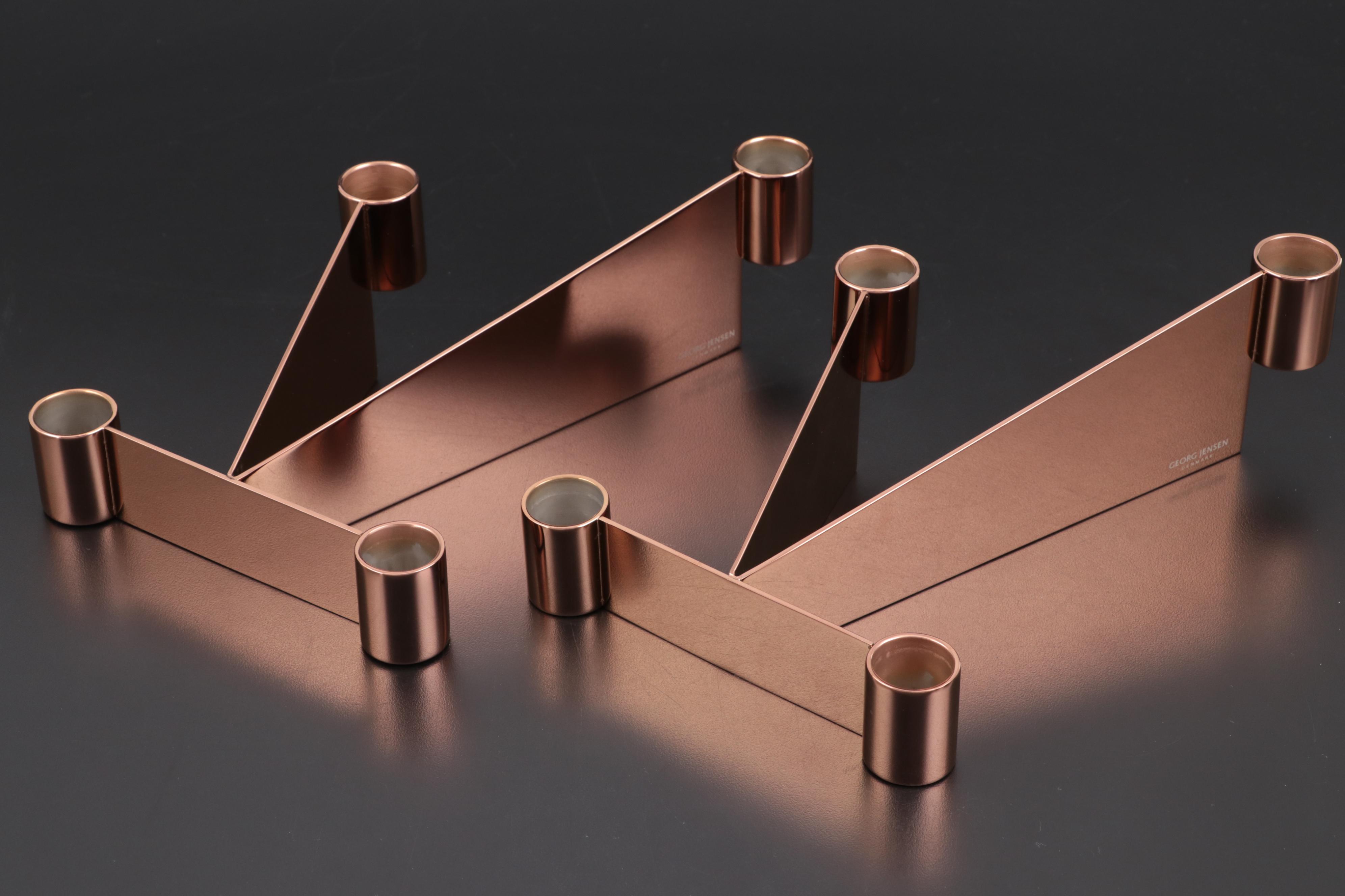 Georg Jensen "Urkiola" Candle Holders and Serving Bowls with "Duo" Salad Servers