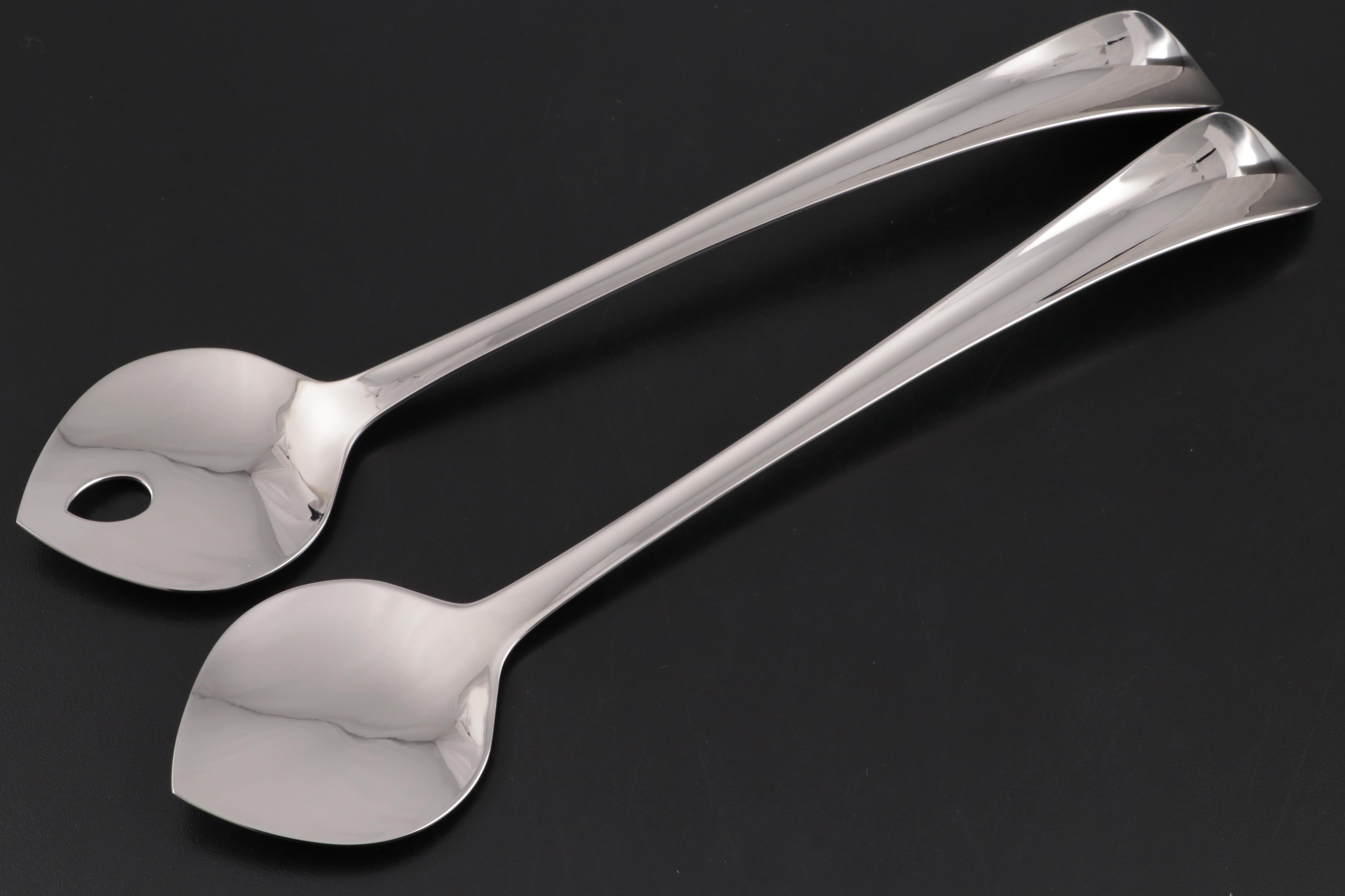 Georg Jensen "Urkiola" Candle Holders and Serving Bowls with "Duo" Salad Servers