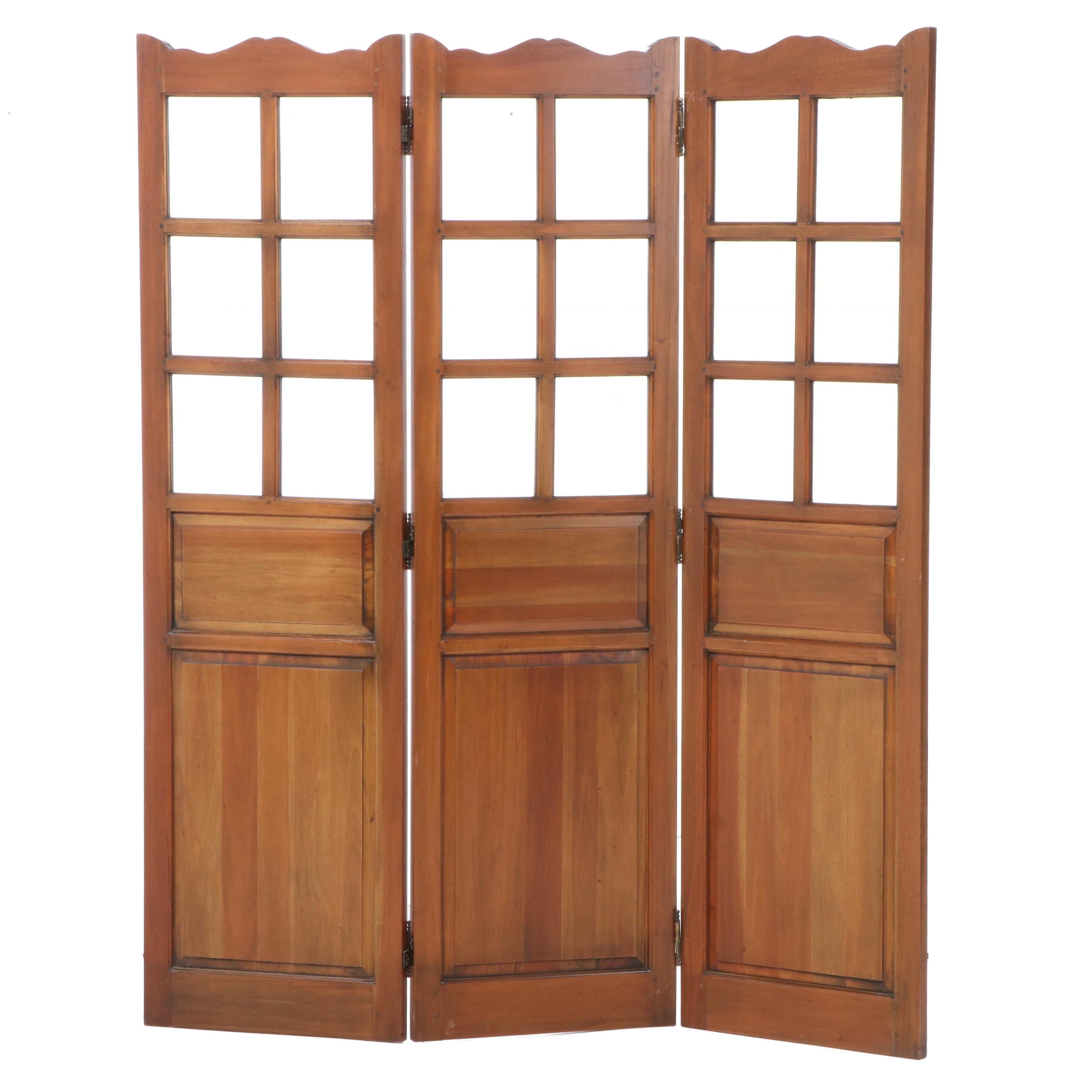 Marie Albert Furniture "Paravant Hollandais" Wood and Glass Room Divider