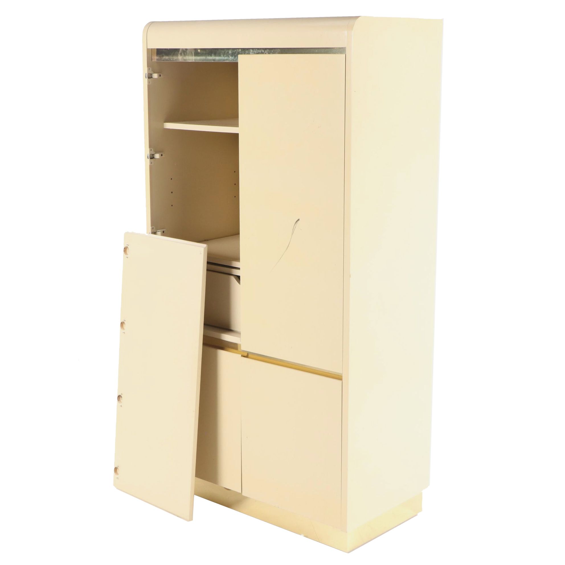 Lane Art Deco Style Lacquered Wood and Brass Wardrobe Cabinet, 1980s