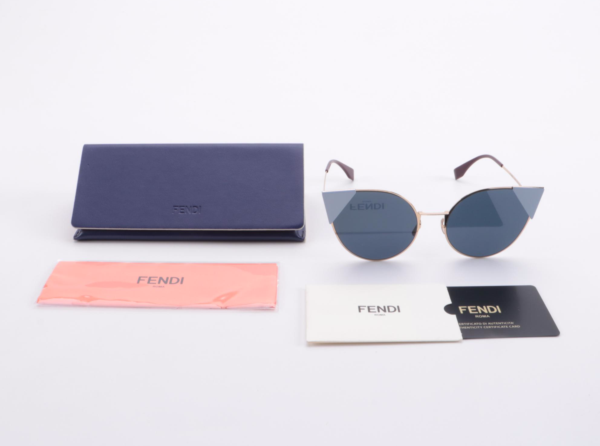 Fendi FF0190 Blue Cat Eye Sunglasses with Case