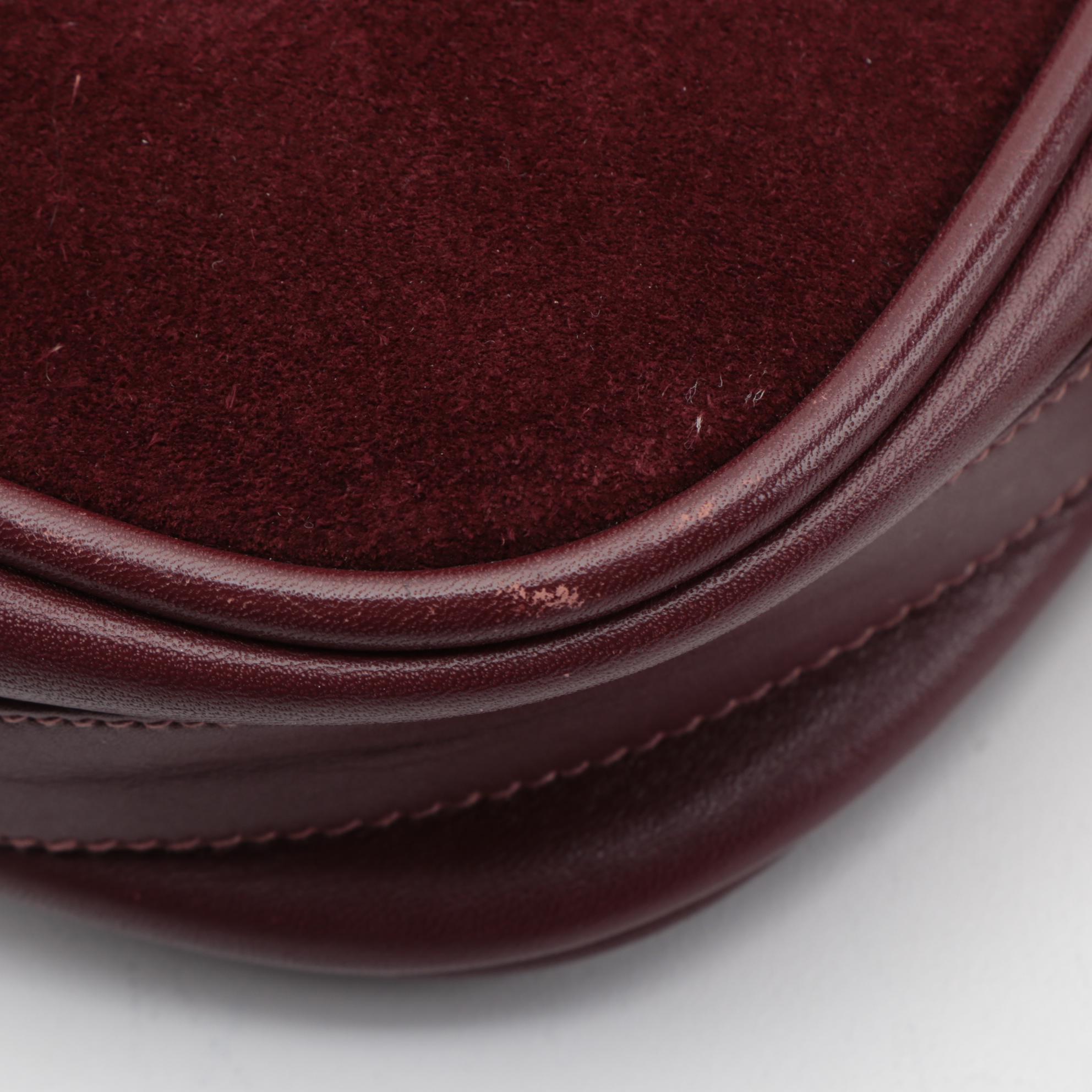 Cartier Paris Shoulder Bag in Burgundy Suede with Leather Trim