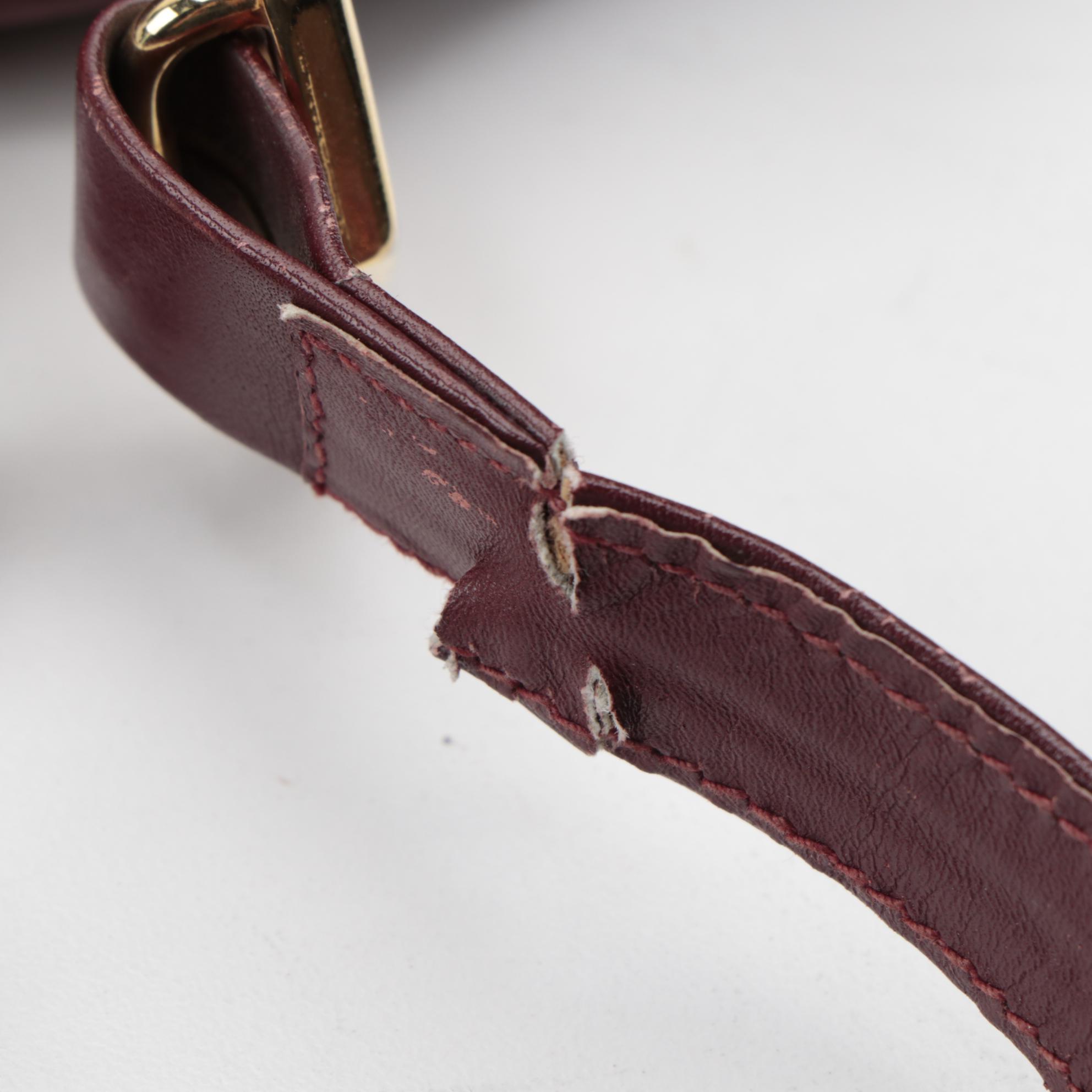 Cartier Paris Shoulder Bag in Burgundy Suede with Leather Trim