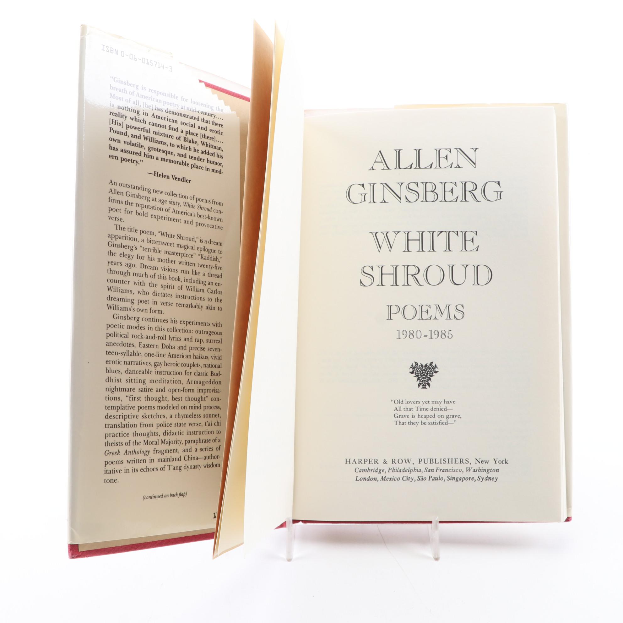 First Edition "White Shroud: Poems 1980–1985" by Allen Ginsberg, 1986