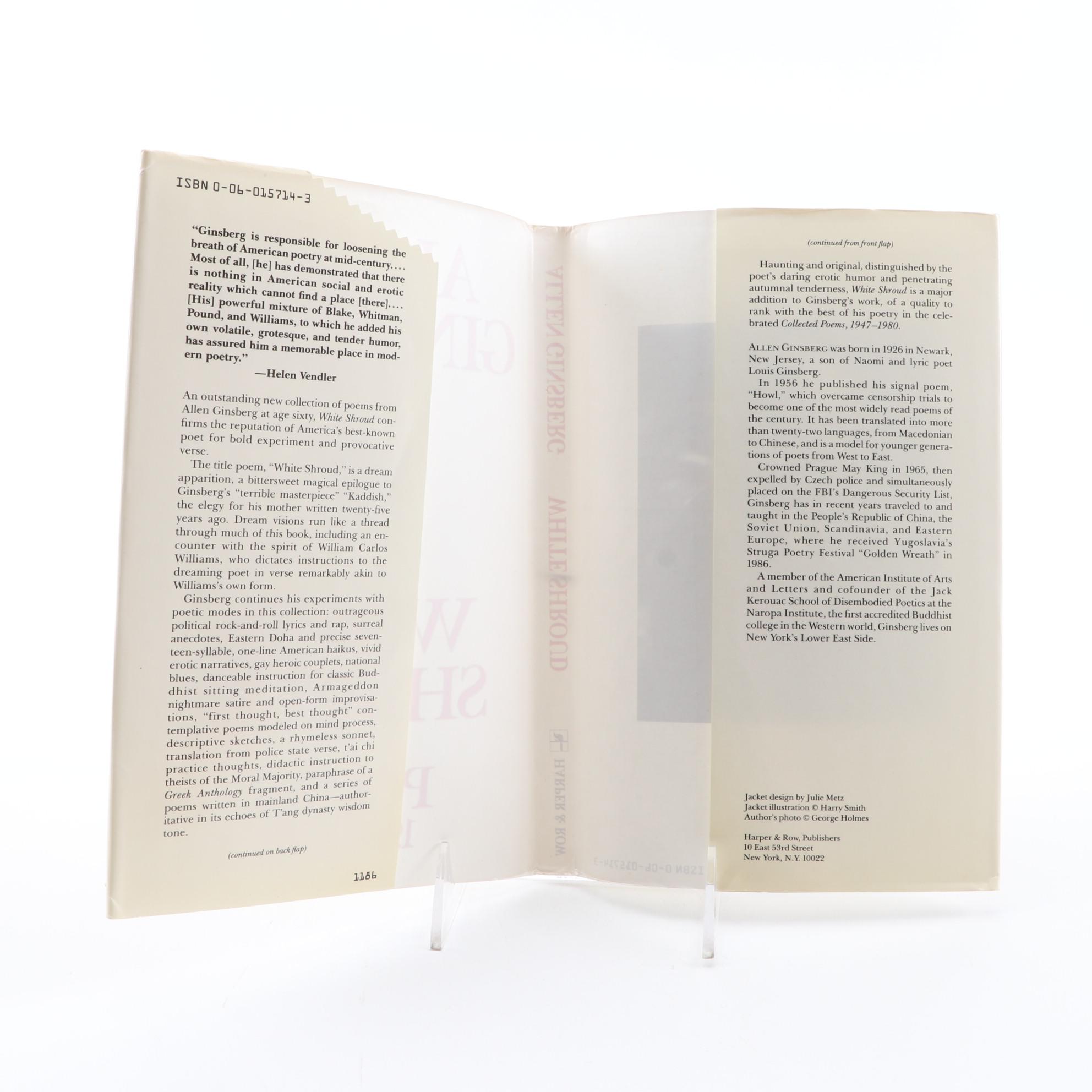 First Edition "White Shroud: Poems 1980–1985" by Allen Ginsberg, 1986