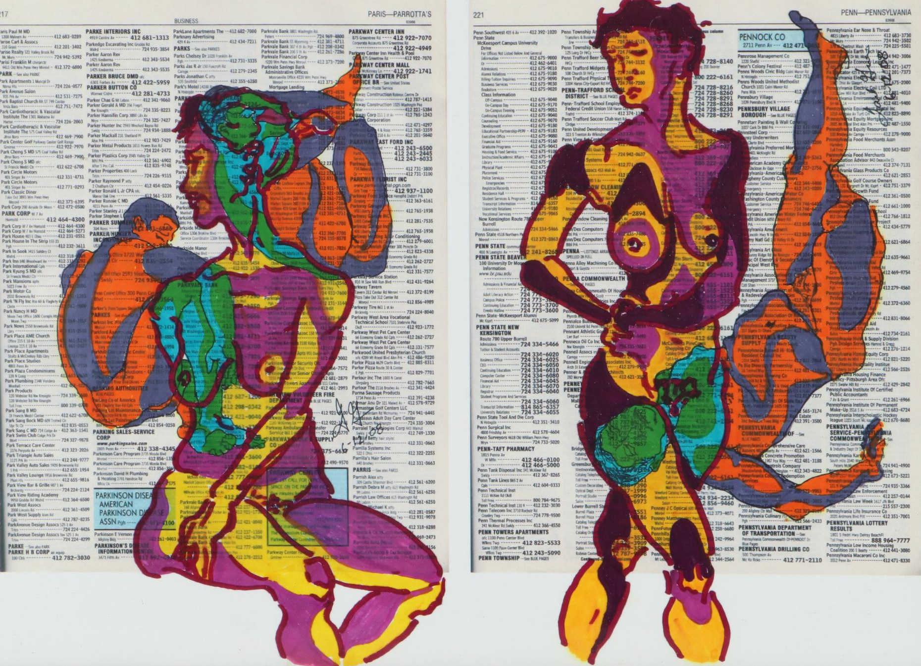 David Grim Marker Drawing of Nude Figural Studies, 2008