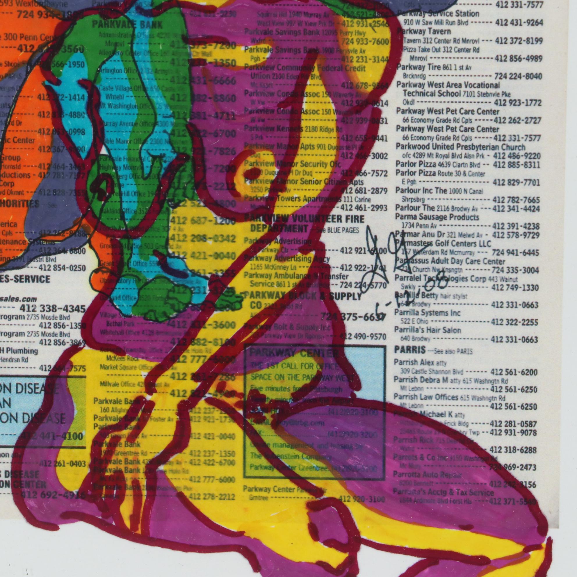 David Grim Marker Drawing of Nude Figural Studies, 2008