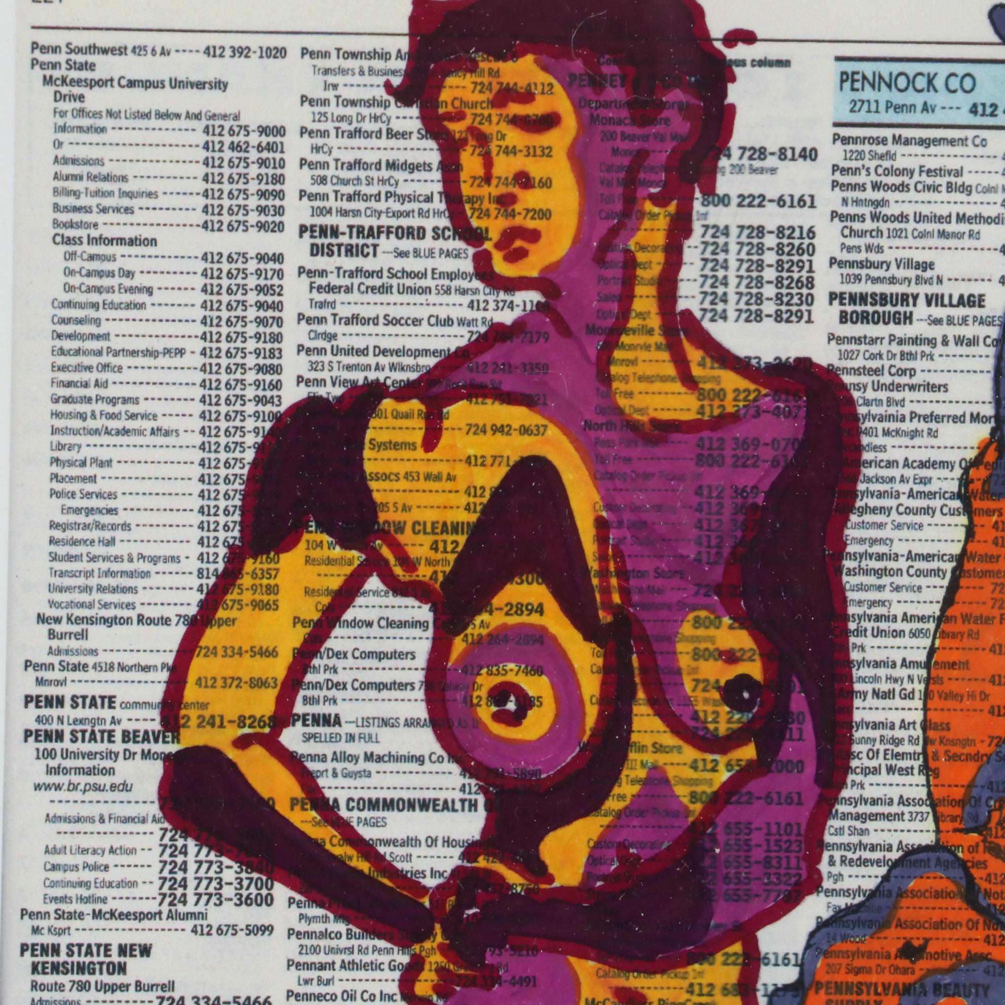 David Grim Marker Drawing of Nude Figural Studies, 2008