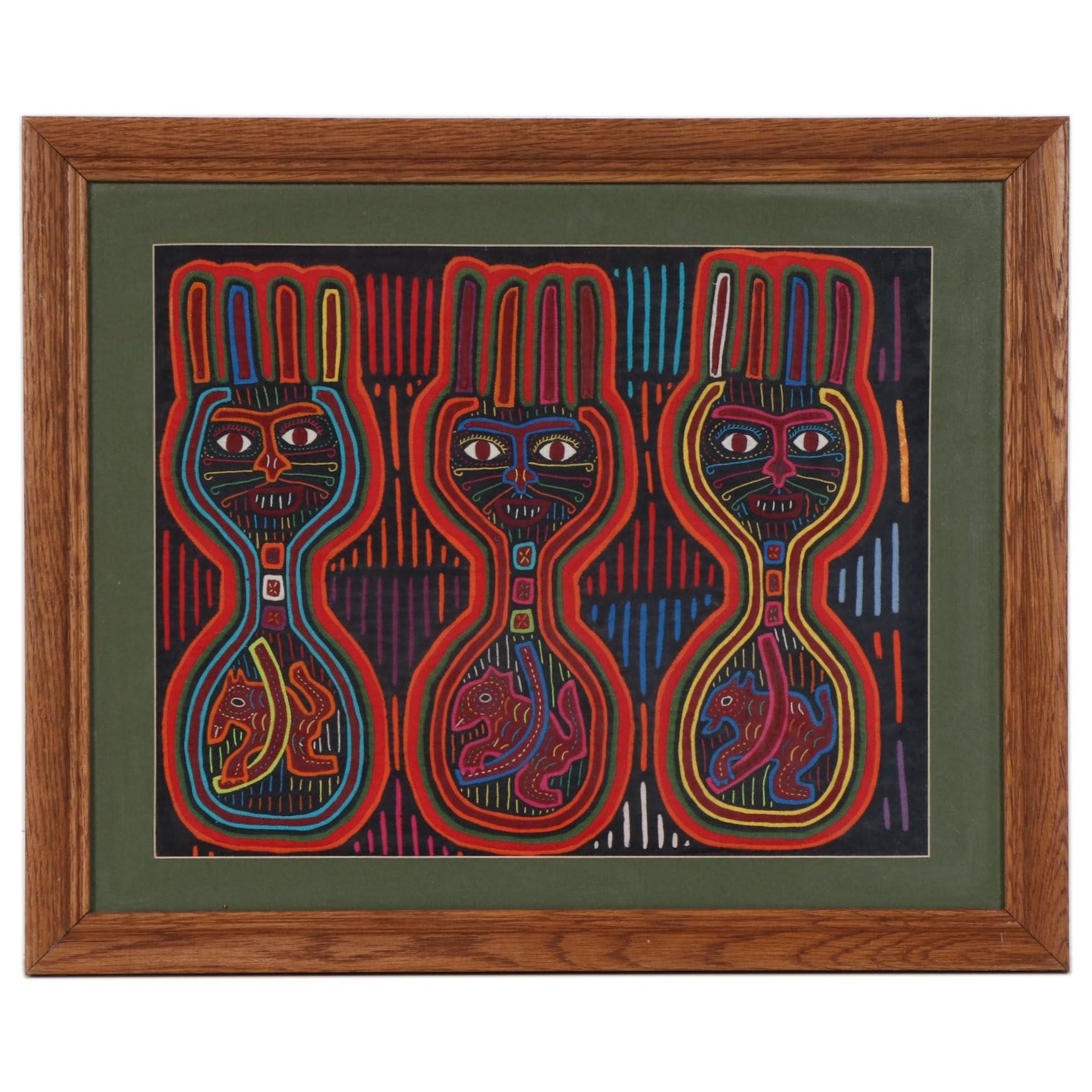 Panamanian Guna Mola Folk Art Appliqué Textile Panel