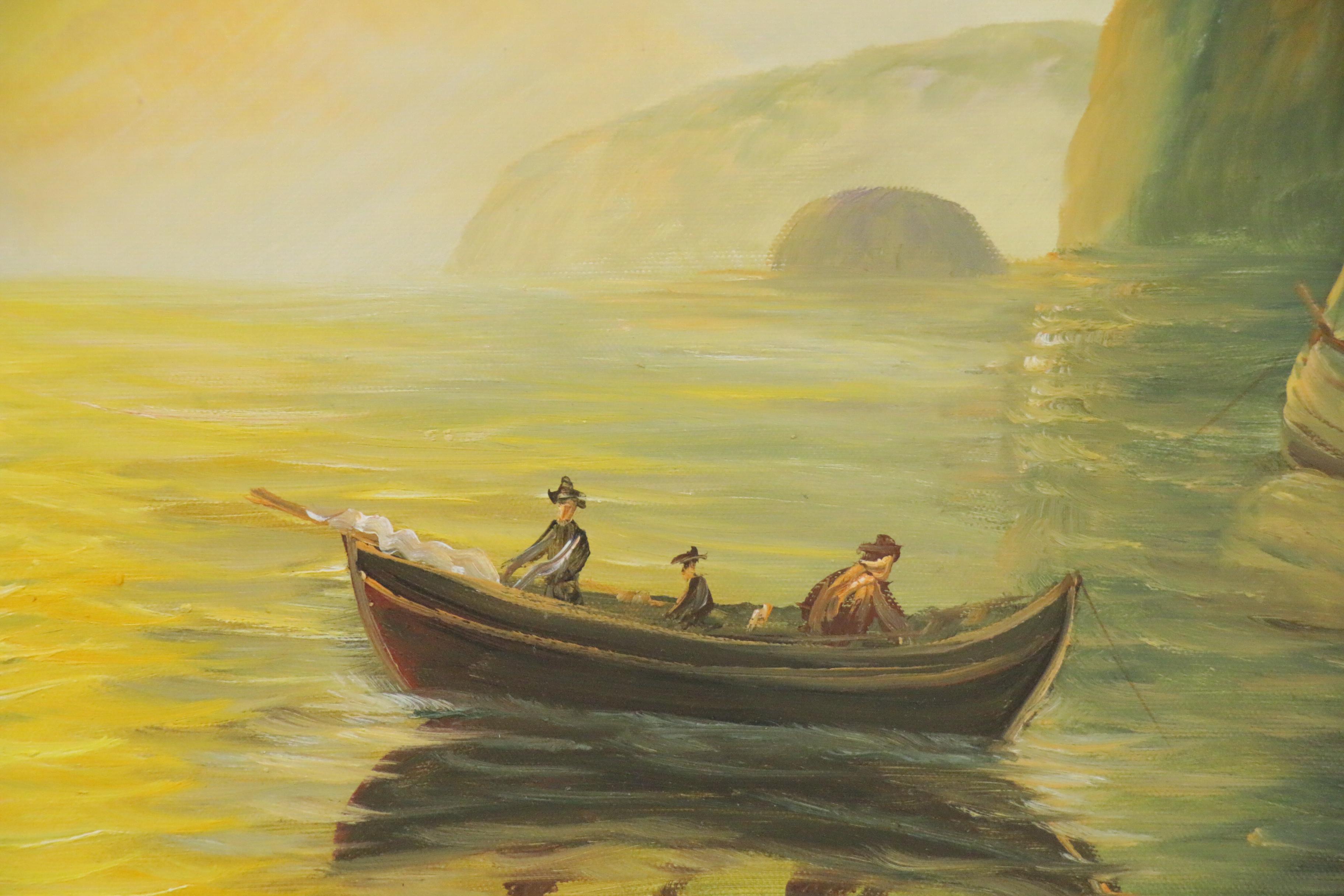 Nautical Oil Painting "Sunset Calm in the Bay of Fundy," circa 2000