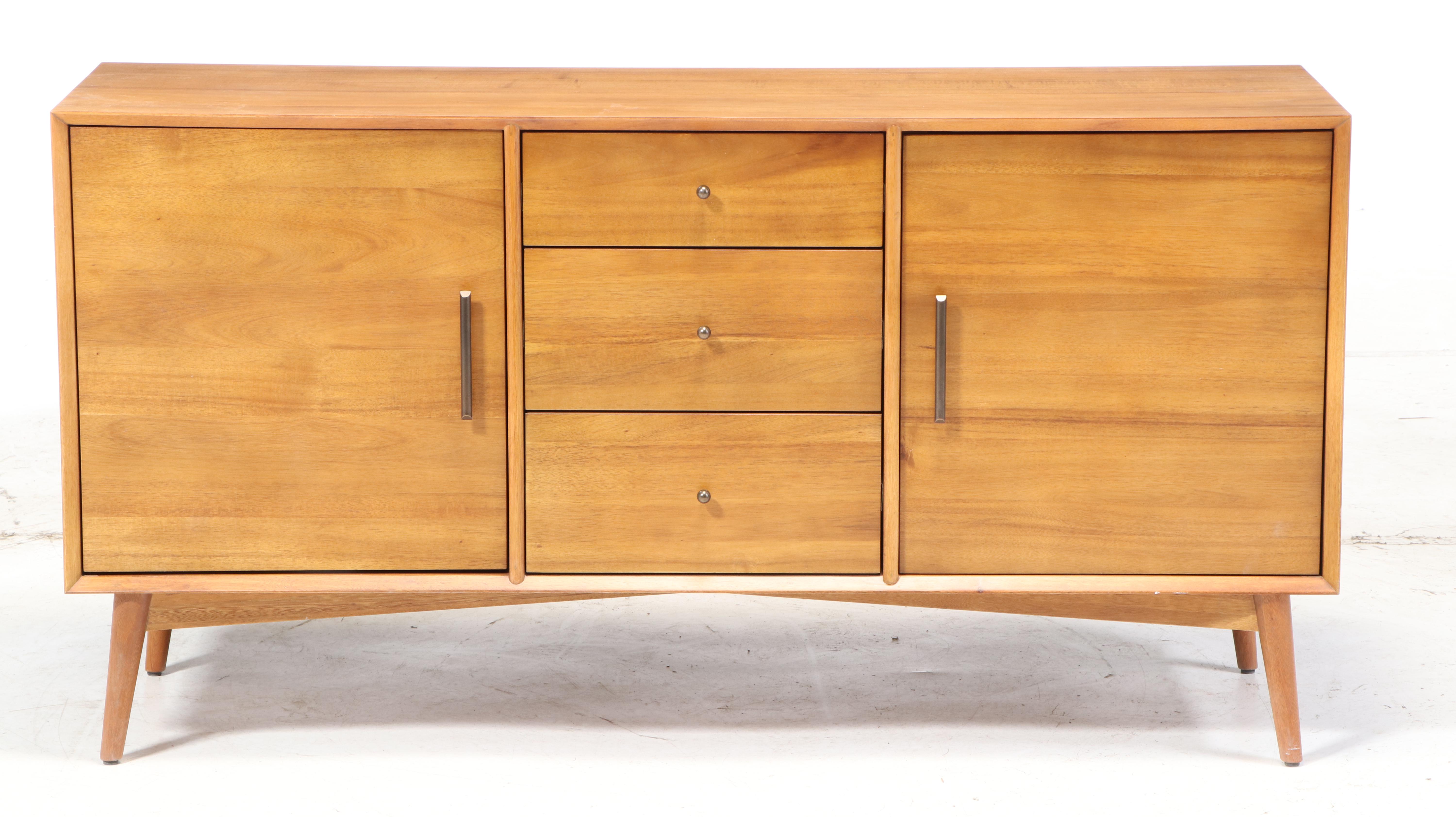 West Elm Modernist Style Eucalyptus and Acacia Wood Buffet