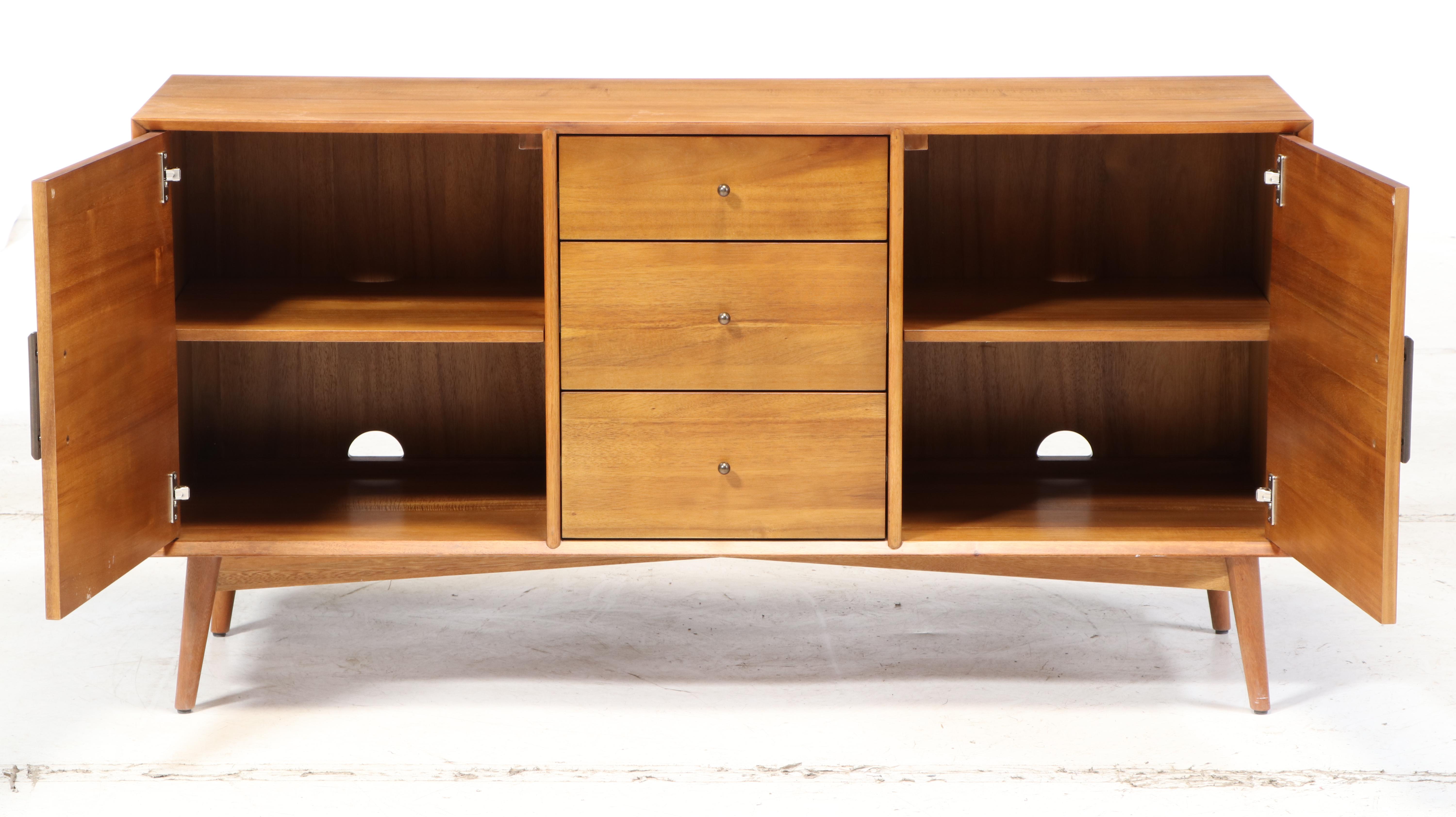 West Elm Modernist Style Eucalyptus and Acacia Wood Buffet