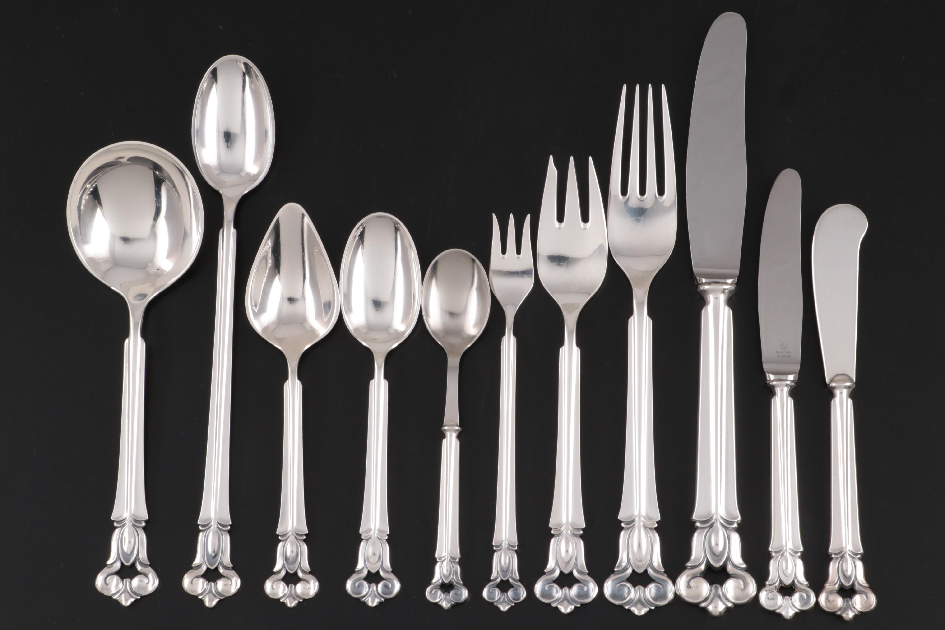 Cohr Denmark "Monica" Sterling Silver Flatware with Chest, Mid-20th Century