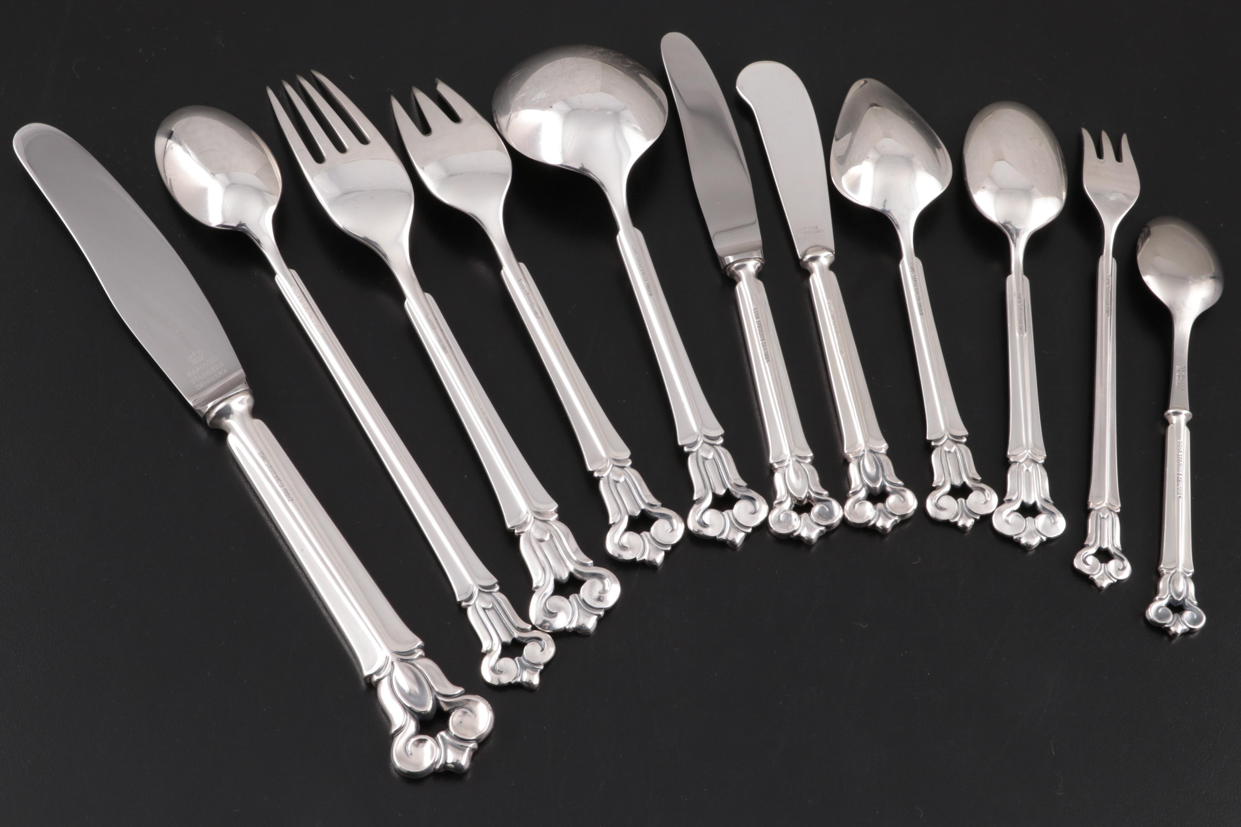 Cohr Denmark "Monica" Sterling Silver Flatware with Chest, Mid-20th Century