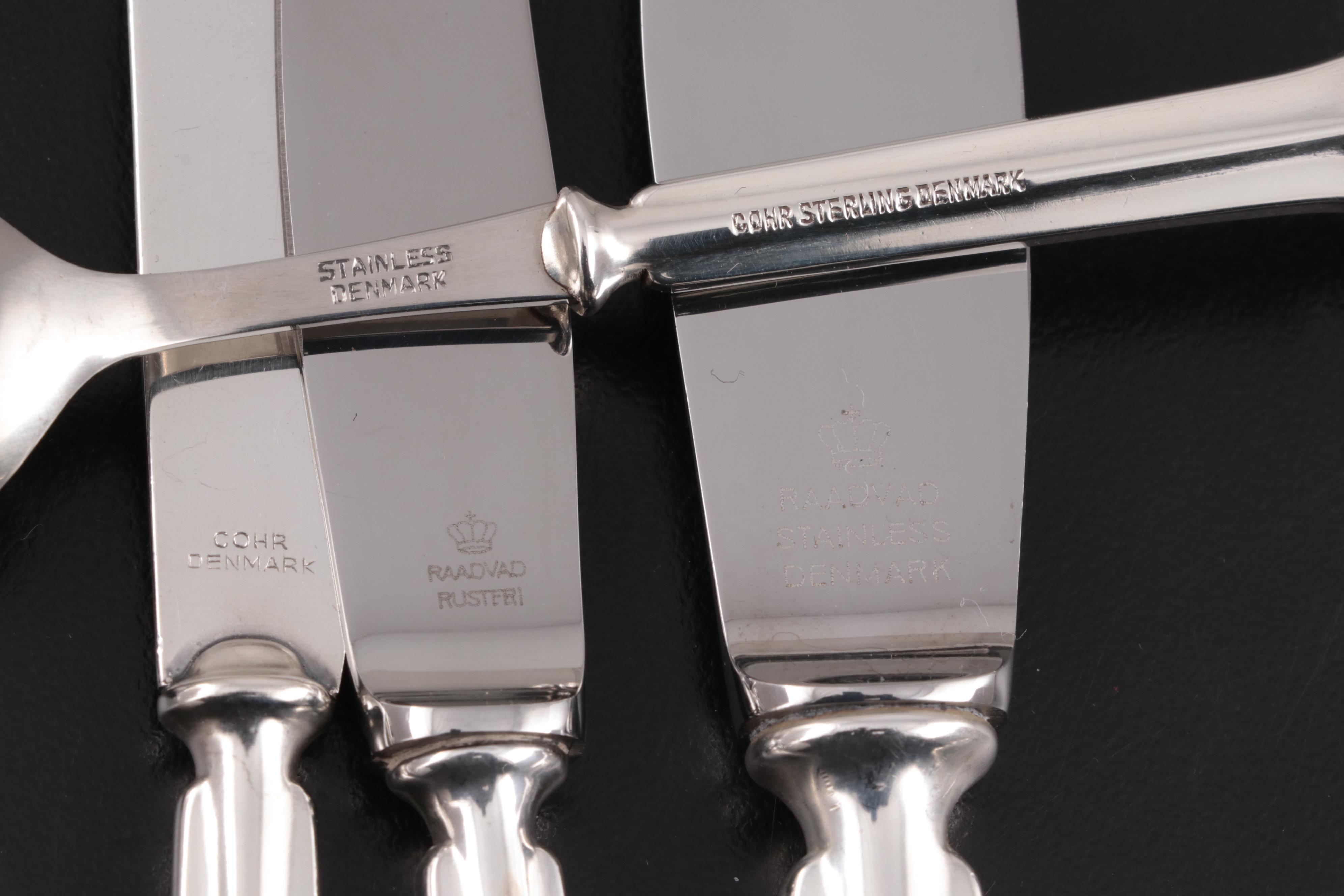 Cohr Denmark "Monica" Sterling Silver Flatware with Chest, Mid-20th Century