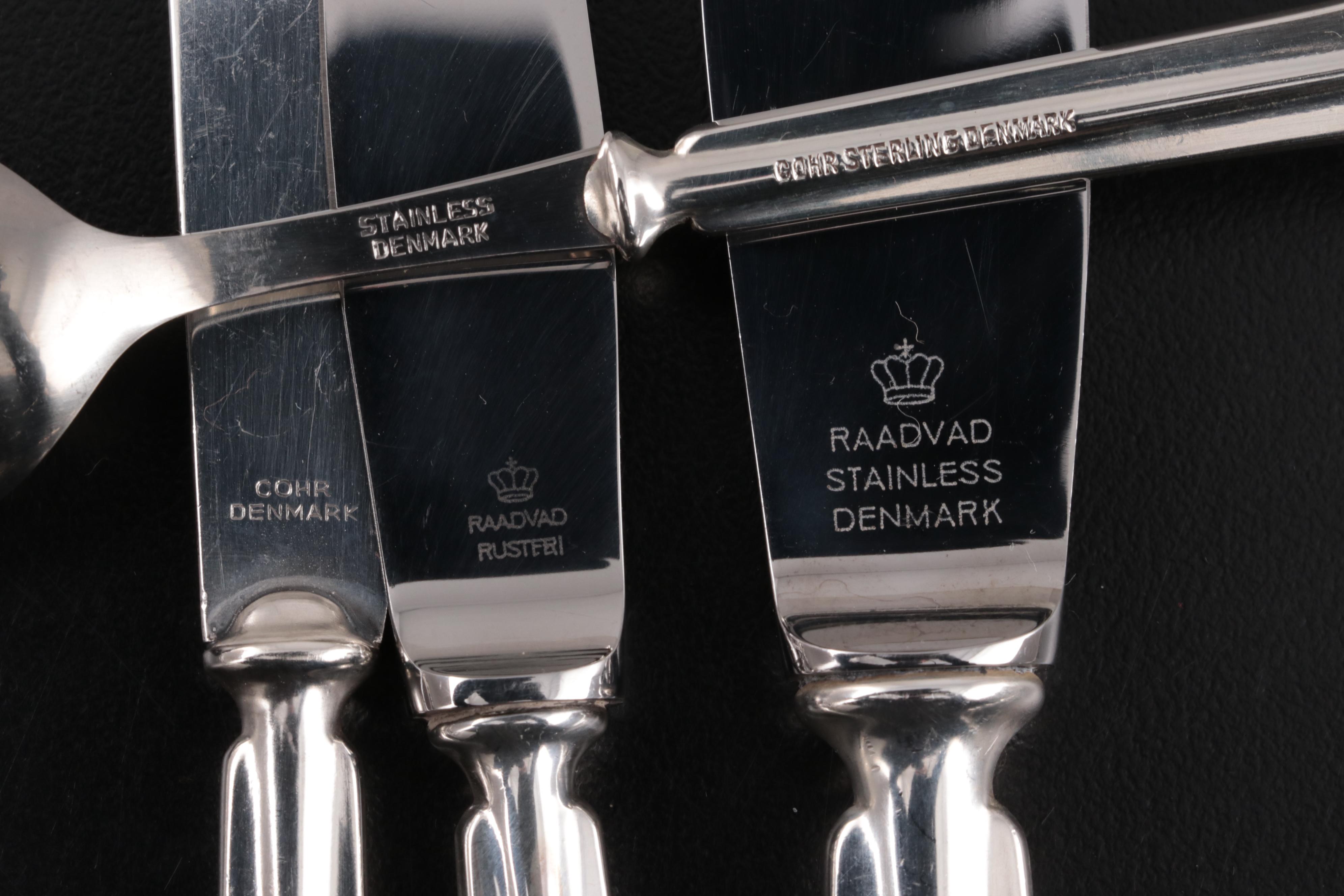 Cohr Denmark "Monica" Sterling Silver Flatware with Chest, Mid-20th Century