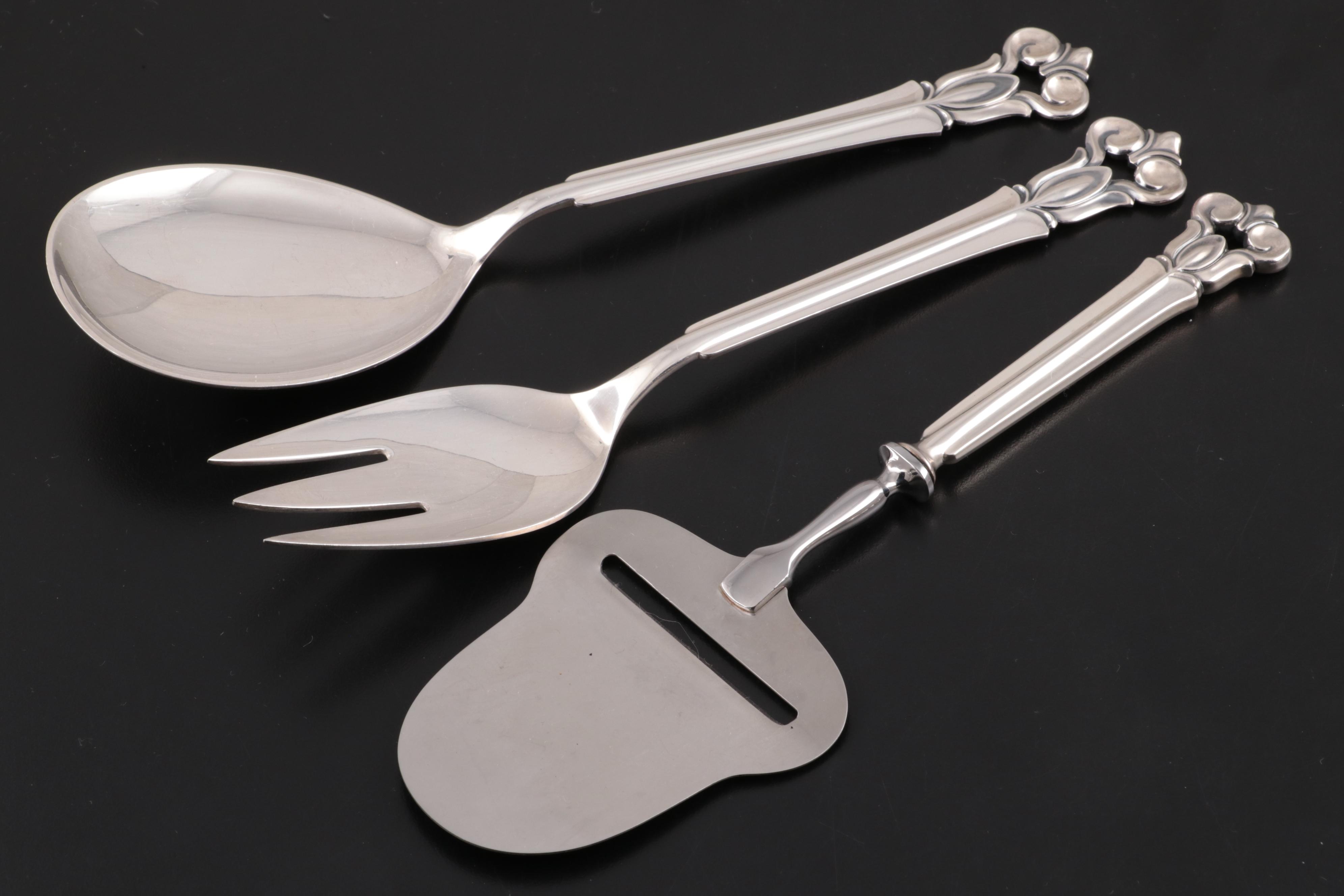 Cohr Denmark "Monica" Sterling Silver Flatware with Chest, Mid-20th Century