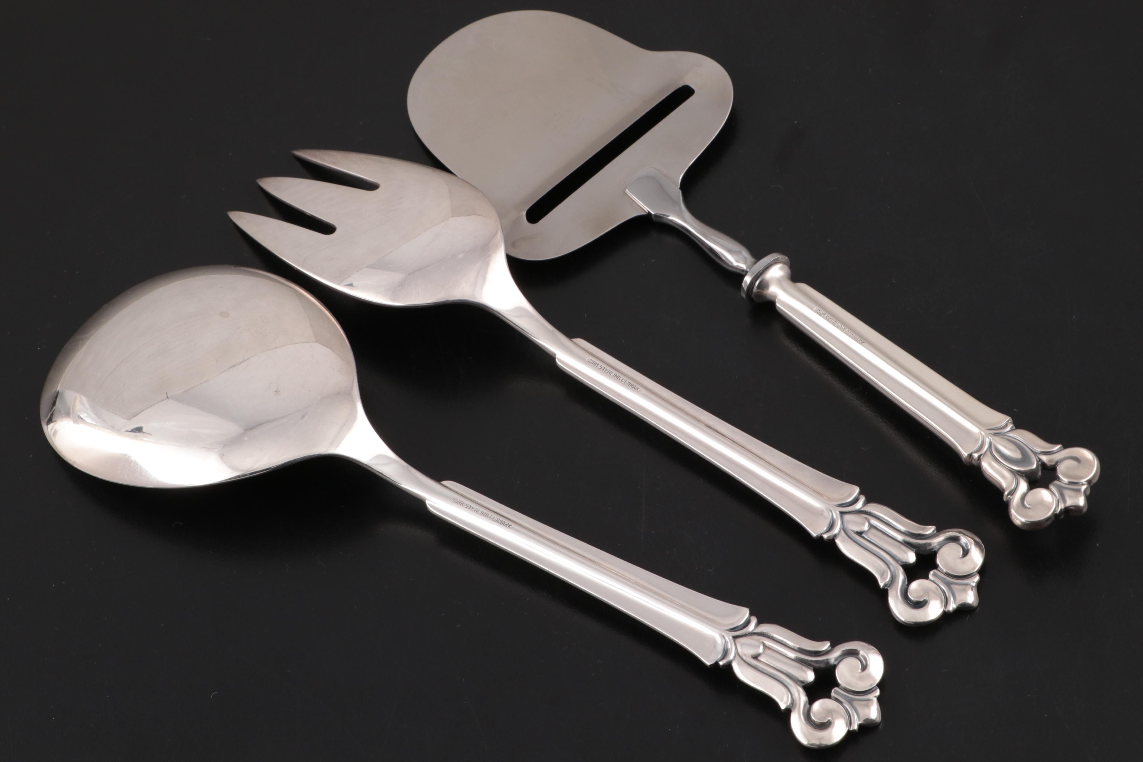 Cohr Denmark "Monica" Sterling Silver Flatware with Chest, Mid-20th Century