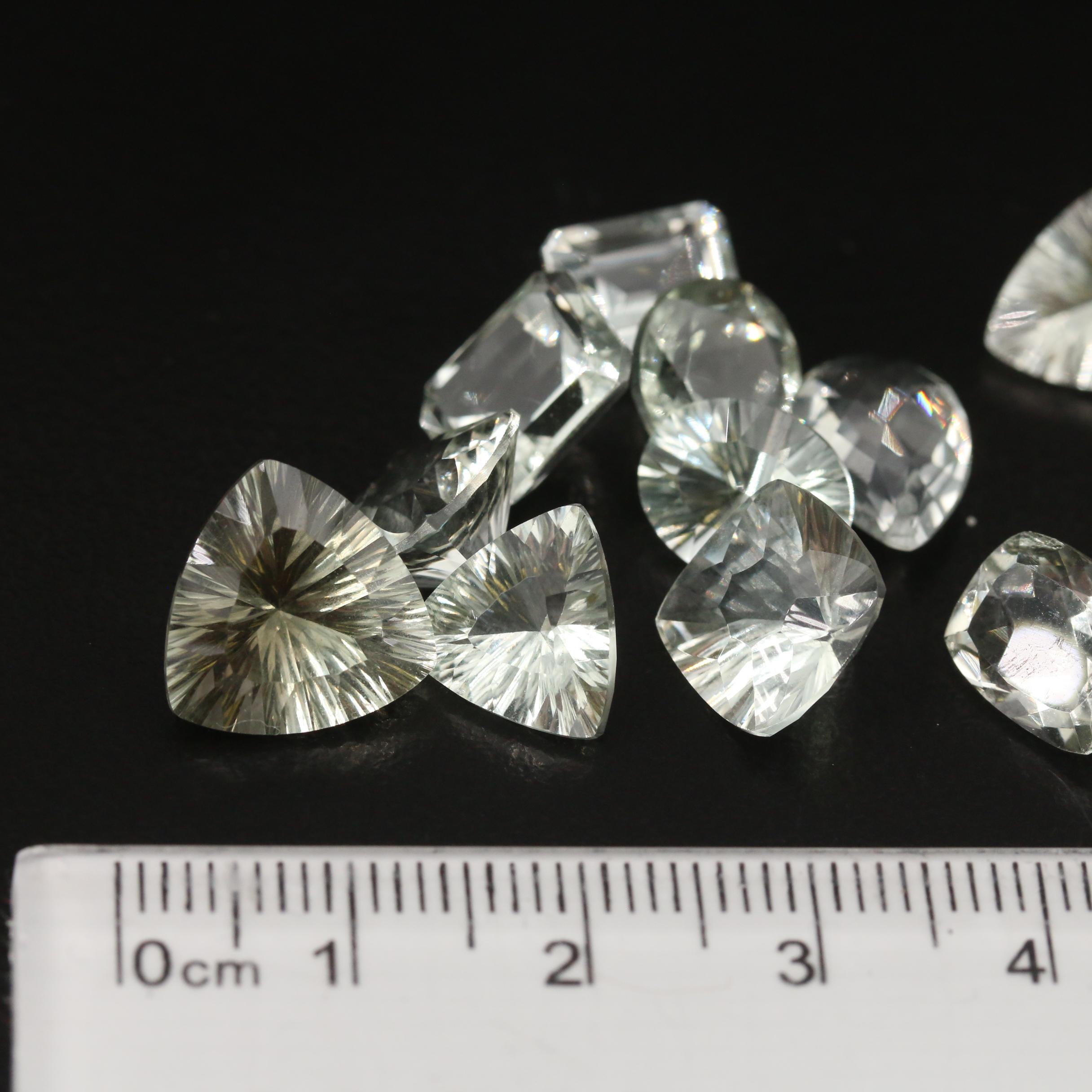 Loose 33.13 CTW Faceted Prasiolite Featuring Two Matched Pairs