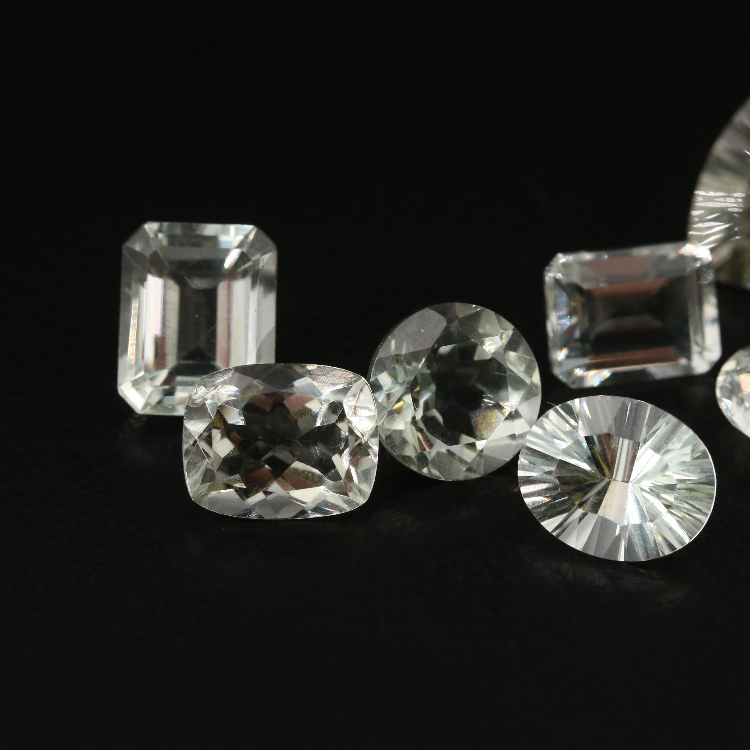 Loose 33.13 CTW Faceted Prasiolite Featuring Two Matched Pairs