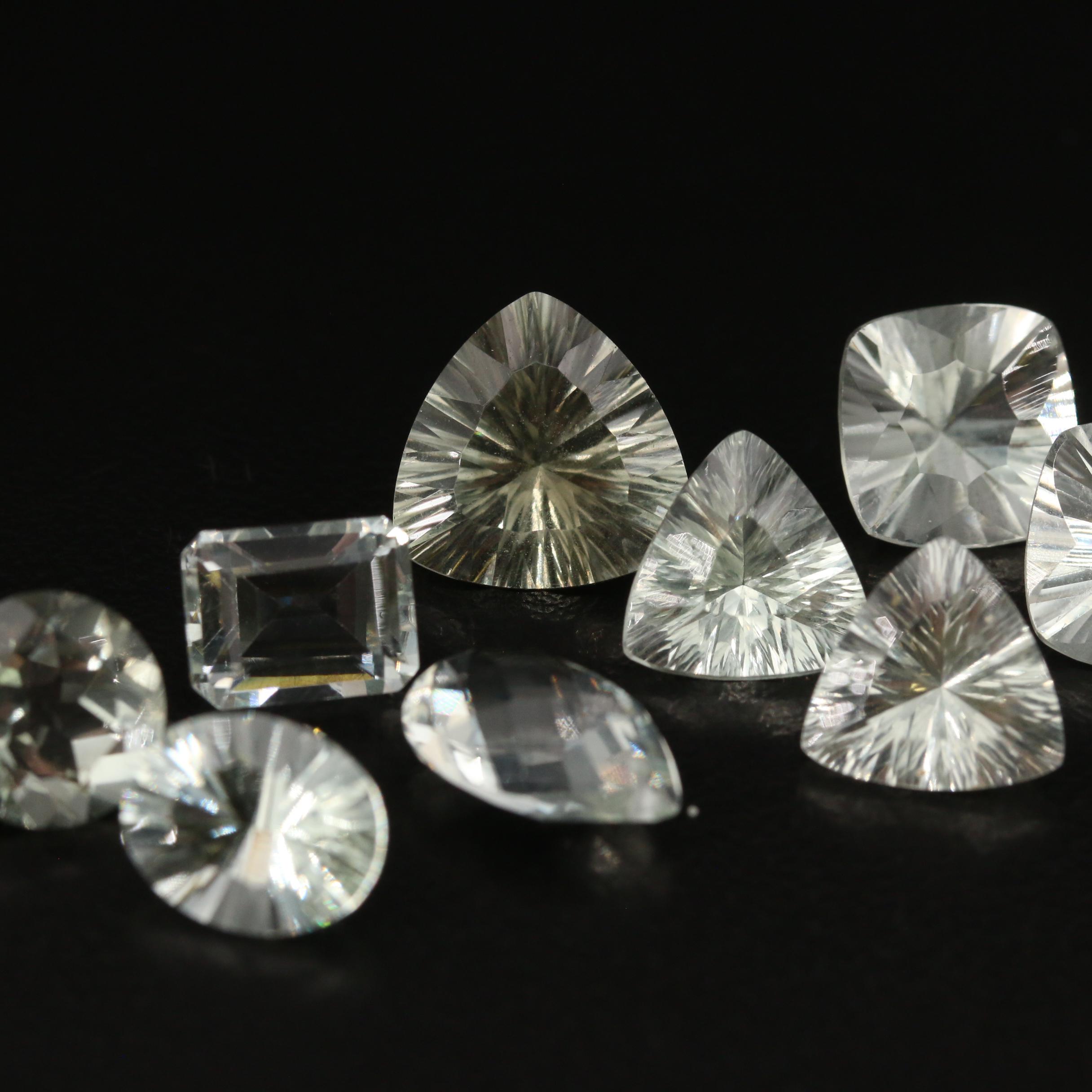 Loose 33.13 CTW Faceted Prasiolite Featuring Two Matched Pairs