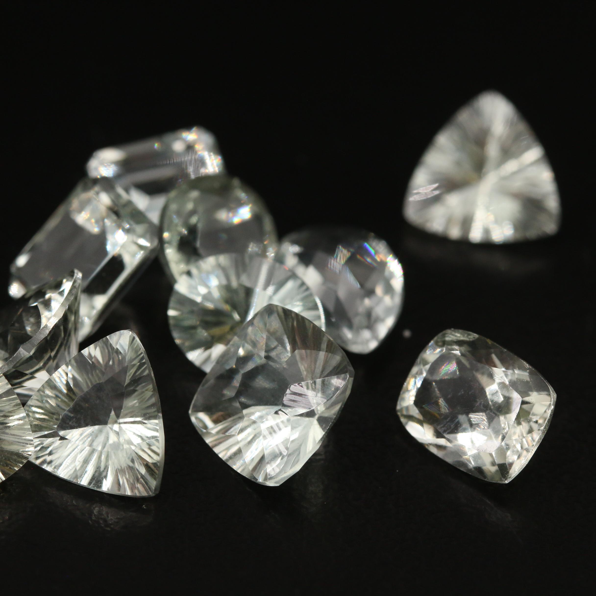 Loose 33.13 CTW Faceted Prasiolite Featuring Two Matched Pairs