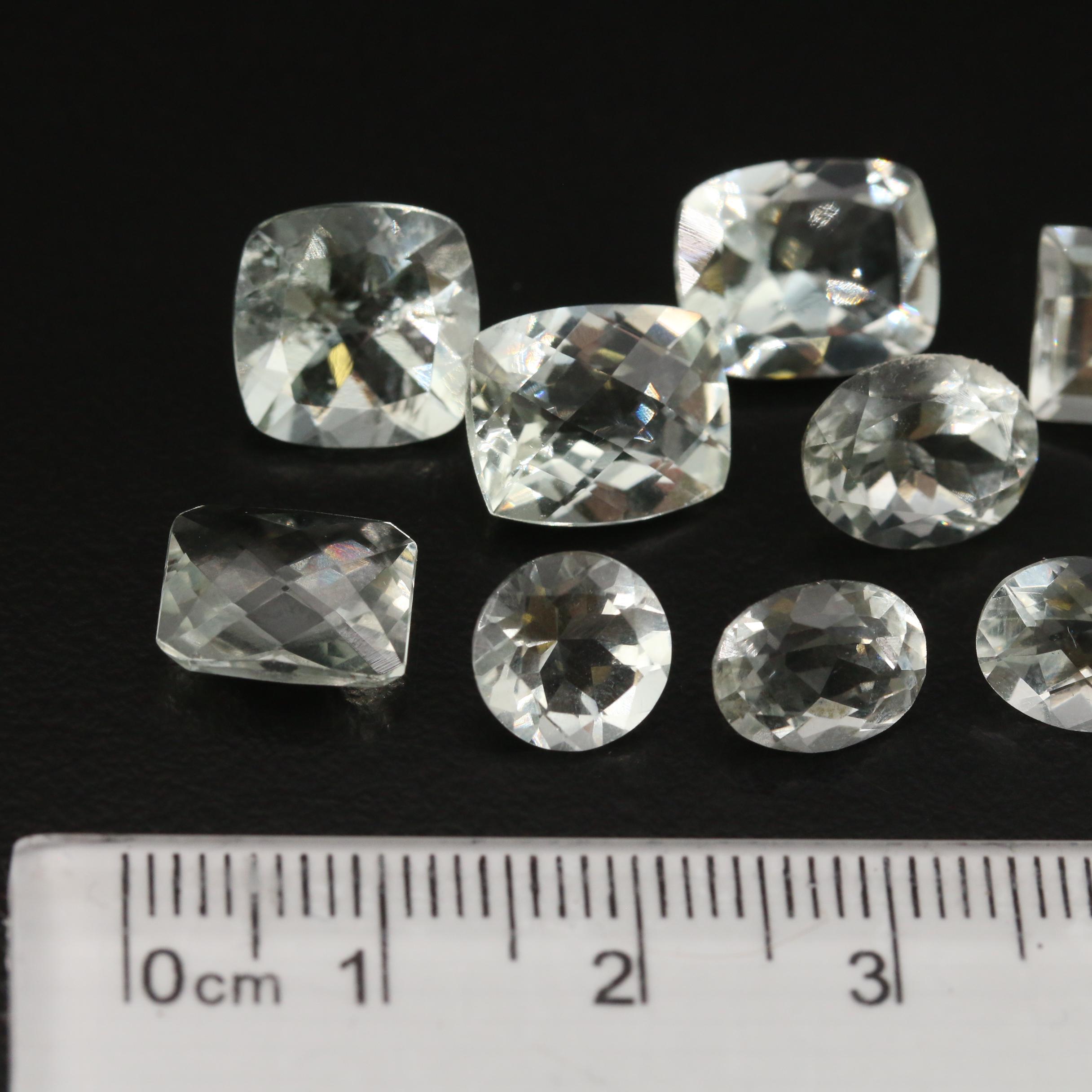 Loose 30.89 CTW Faceted Prasiolite Featuring Two Matched Pairs
