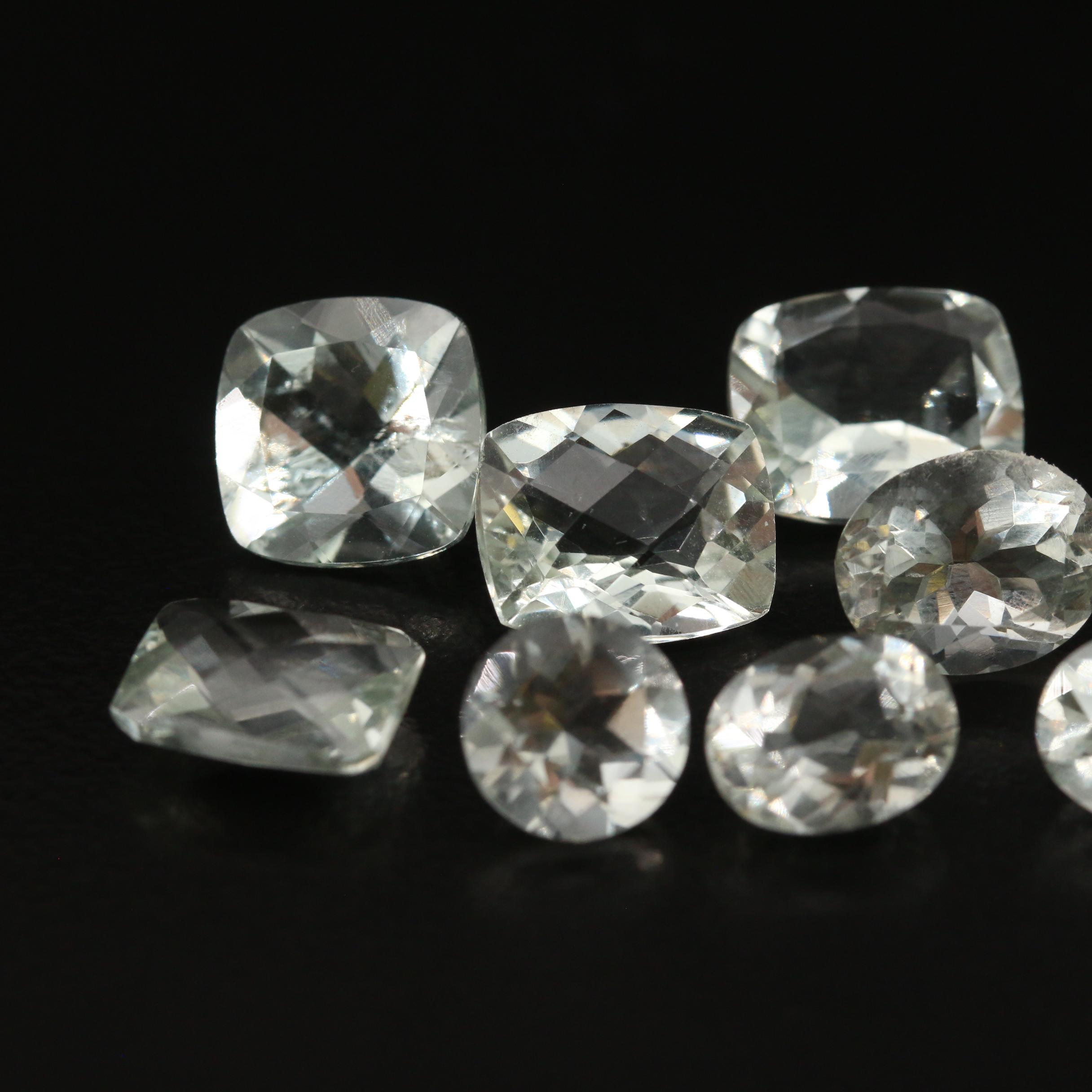 Loose 30.89 CTW Faceted Prasiolite Featuring Two Matched Pairs