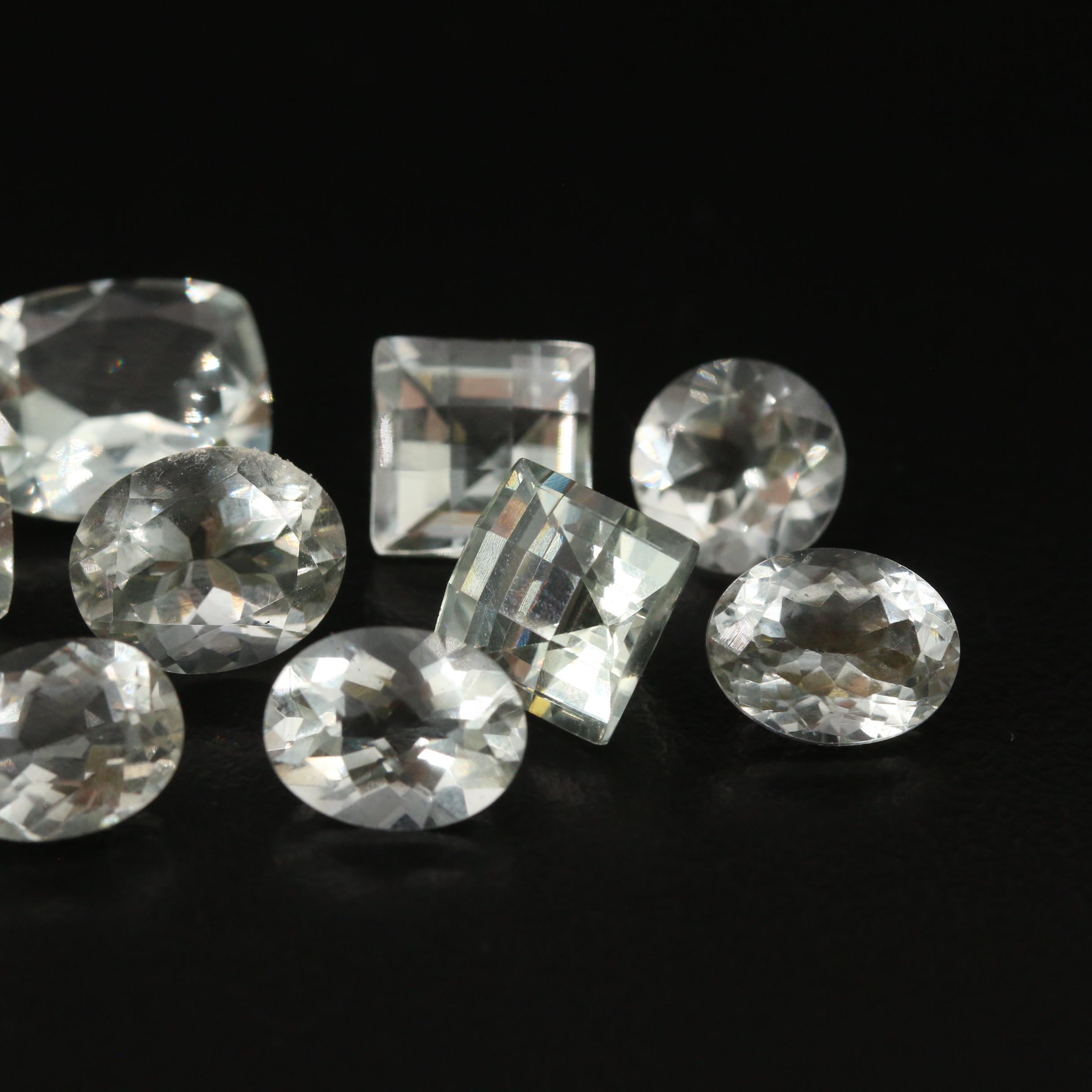 Loose 30.89 CTW Faceted Prasiolite Featuring Two Matched Pairs