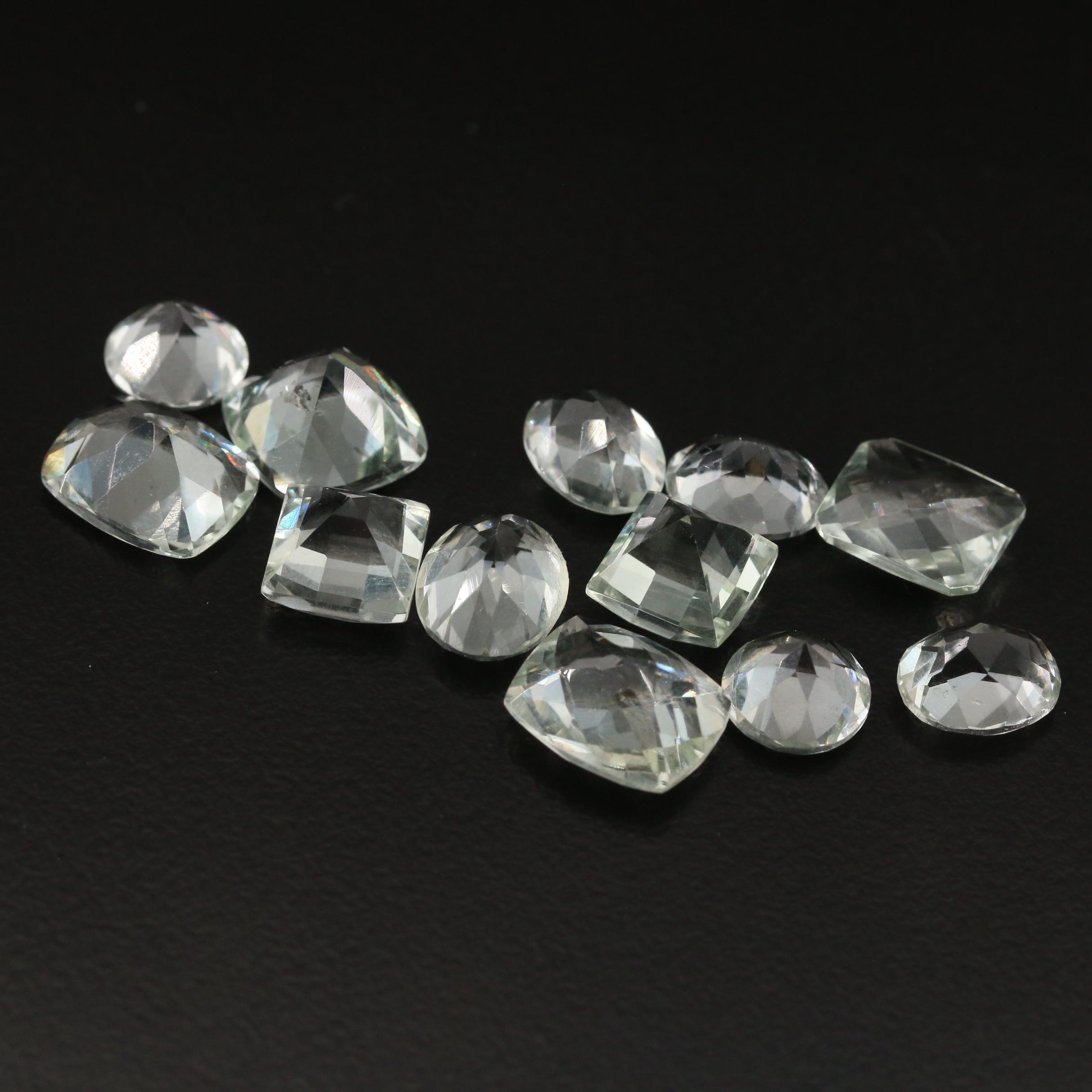 Loose 30.89 CTW Faceted Prasiolite Featuring Two Matched Pairs