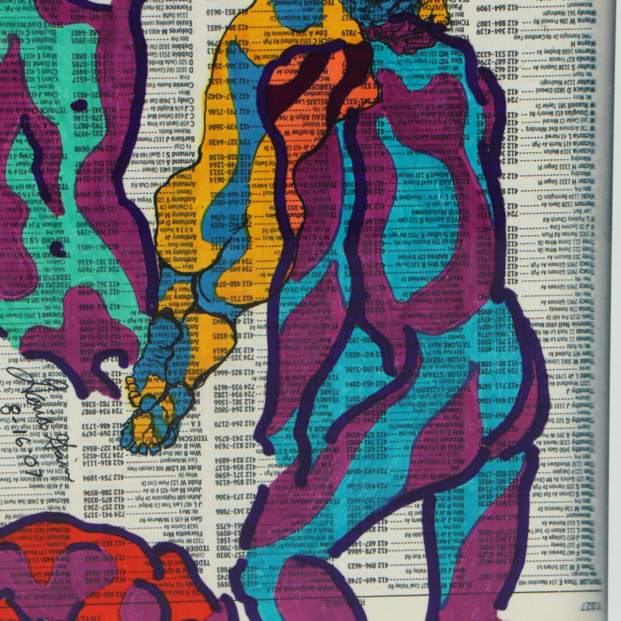 David Grim Marker Drawing of Nude Figural Studies, 2007