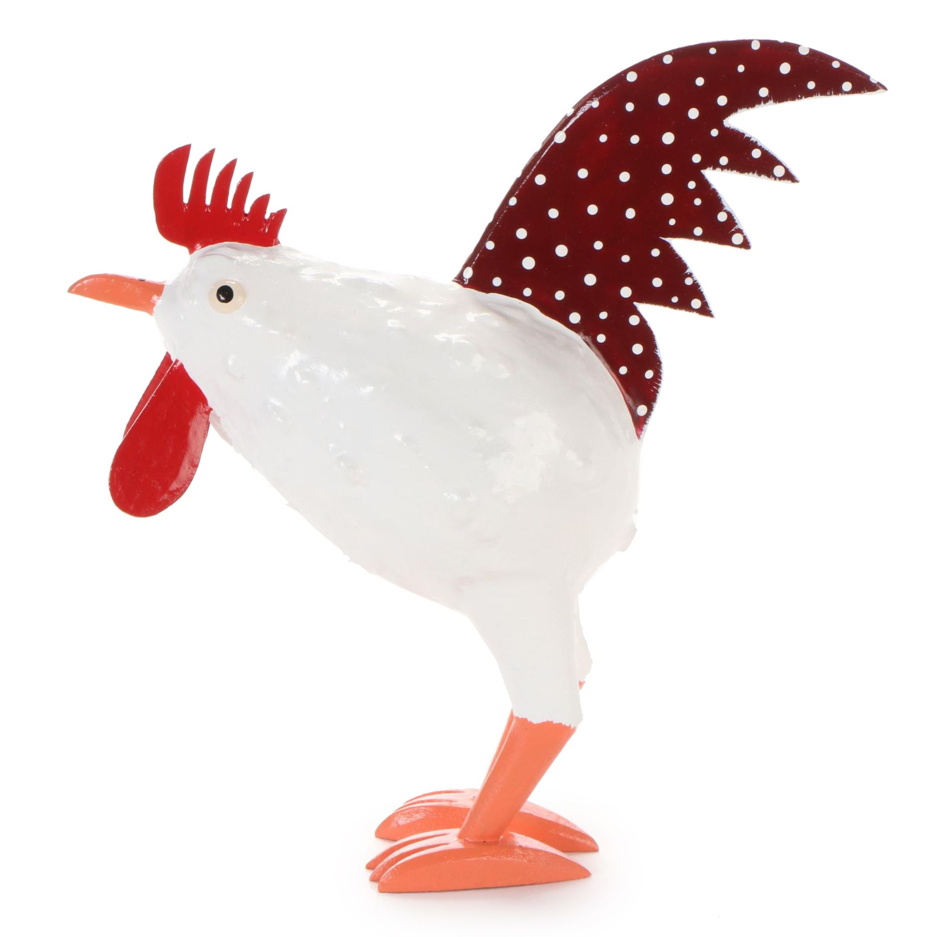 Lonnie and Twyla Money Folk Art Polychrome Wood and Gourd Rooster Sculpture